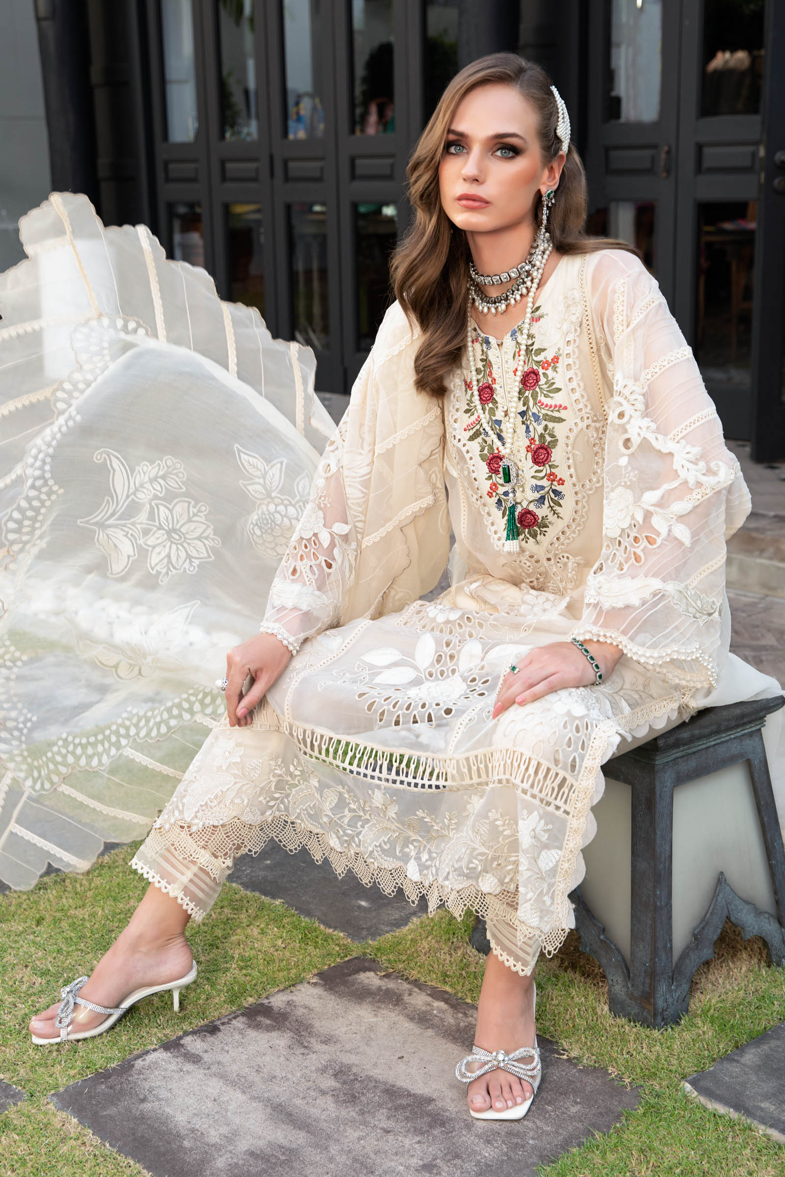 MARIA.B Eid Luxury Lawn Collection – EL-23-01-Cream - Image 2