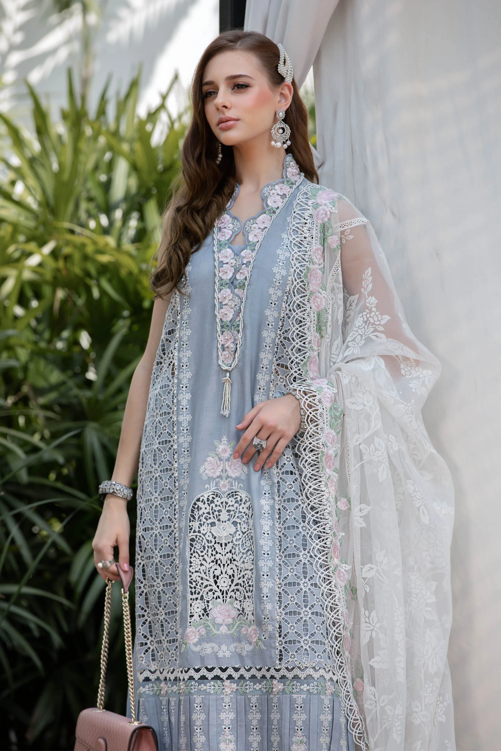 MARIA.B Eid Luxury Lawn Collection – EL-23-10-Ice Blue - Image 6