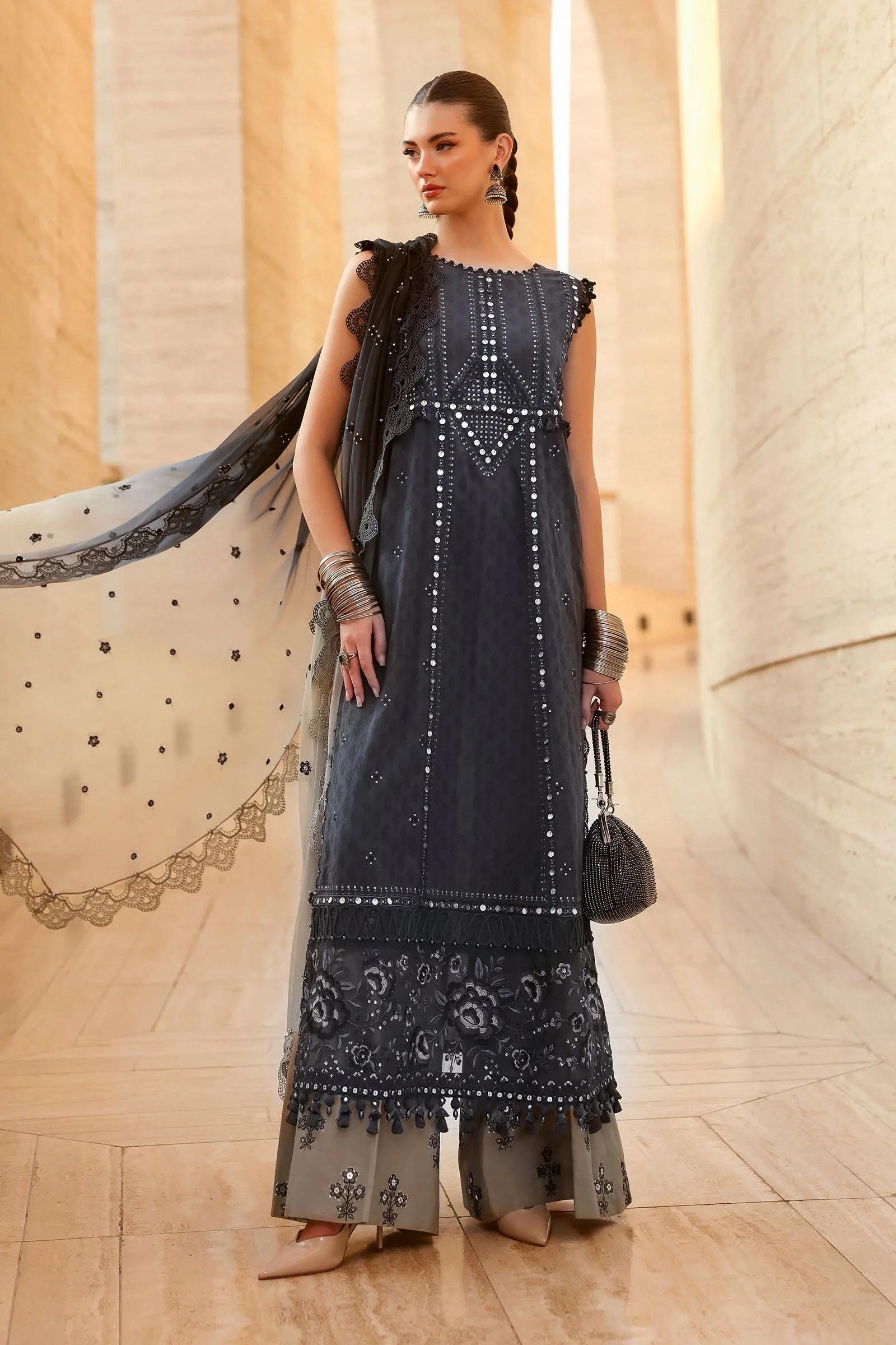 MARIA.B Eid Luxury Lawn – D2602B - Image 4
