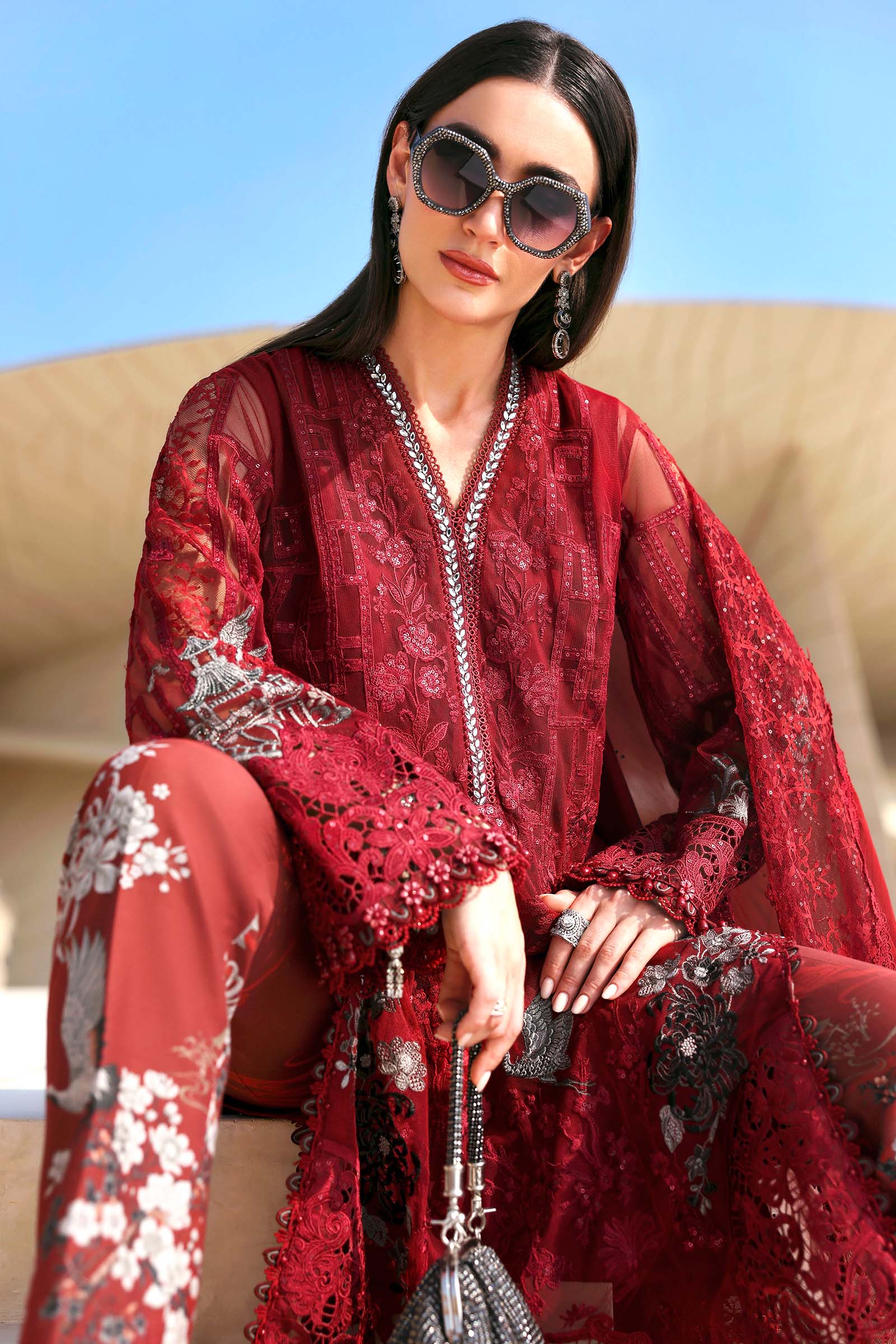 MARIA.B Eid Luxury Lawn – D2607A - Image 12