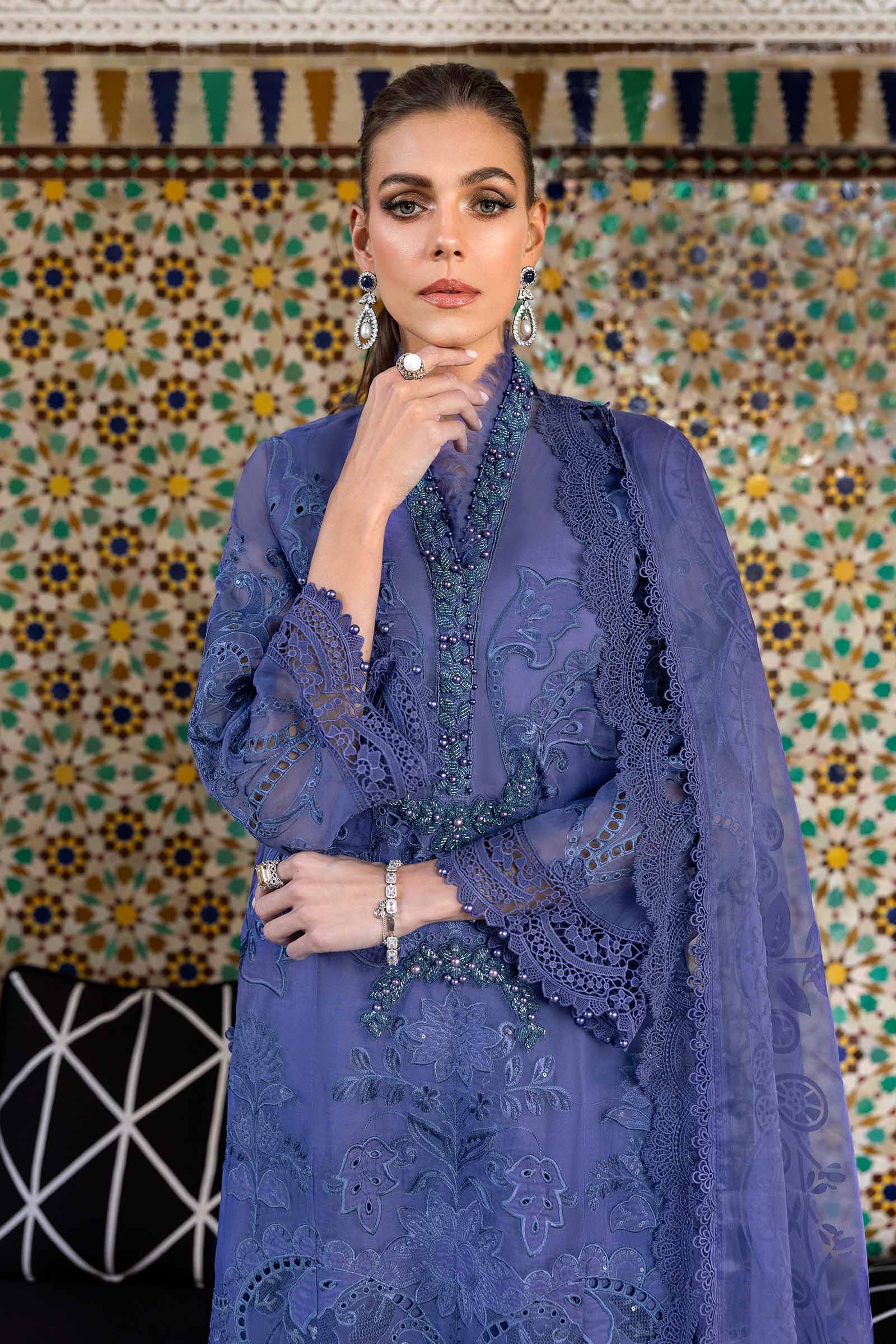 MARIA.B Luxury Lawn – Embroidered Organza Suit | D-2506-B - Image 4