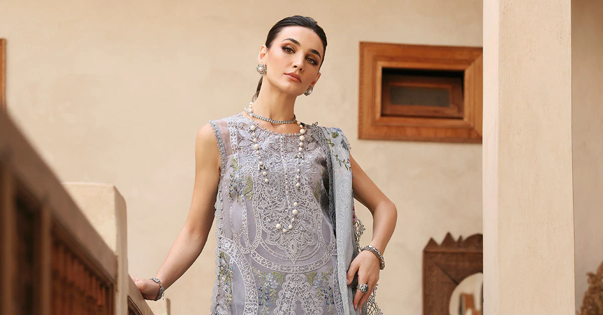 MARIA.B Luxury Lawn – Embroidered Organza Suit | D-2509-B - Image 8