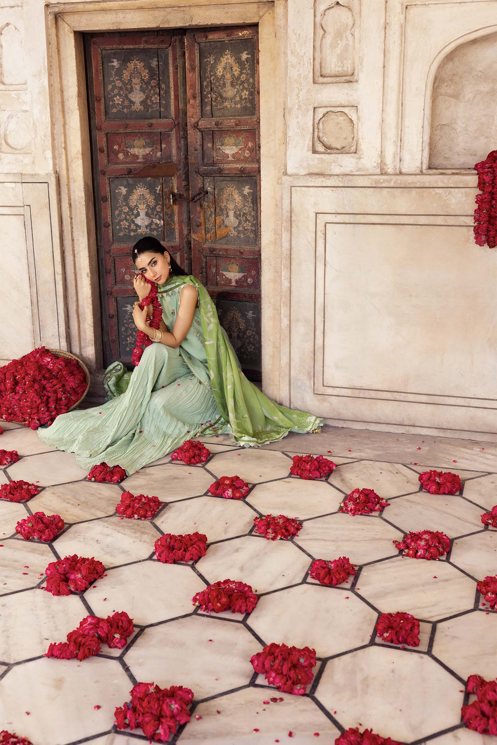 MARIA.B MBasics Festive β Embroidered Silk Cotton Net Suit - MBFU801 - Image 4
