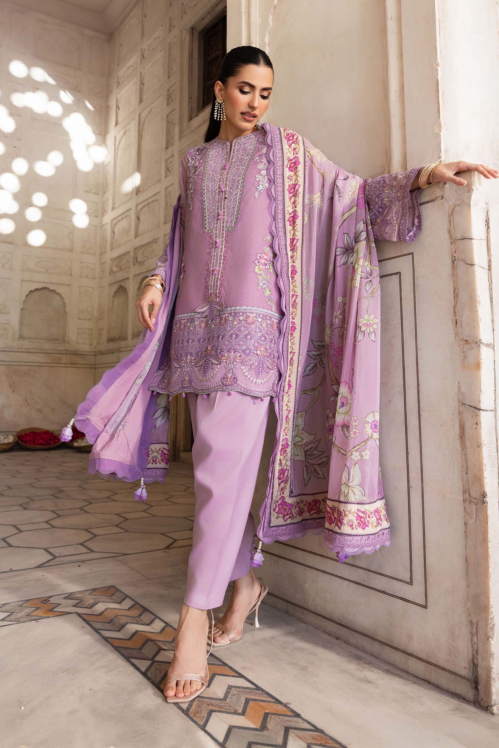 MARIA.B MBasics Festive – Embroidered Silk Cotton Net Suit - MBFU802 - Image 3