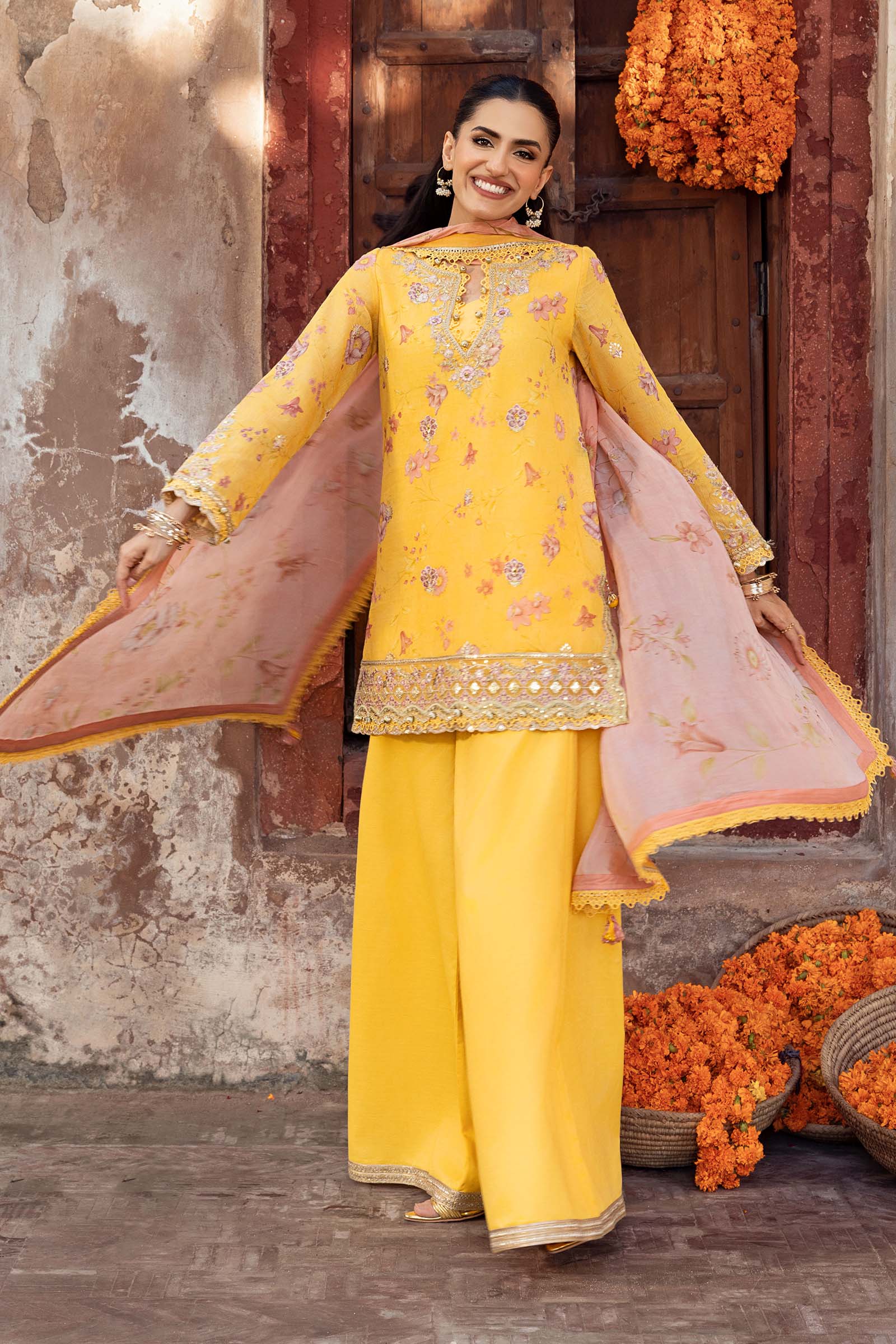 MARIA.B MBasics Festive – Embroidered Silk Cotton Net Suit - MBFU804 - Image 3