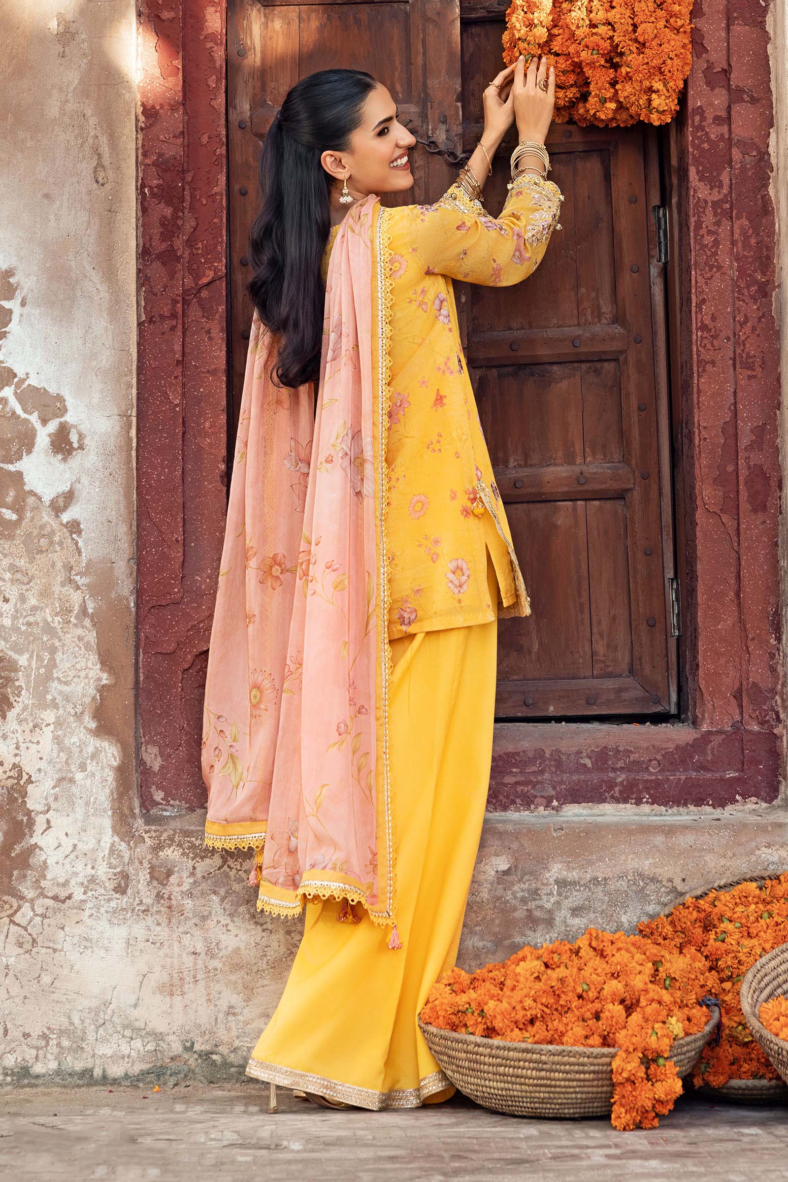 MARIA.B MBasics Festive – Embroidered Silk Cotton Net Suit - MBFU804 - Image 7