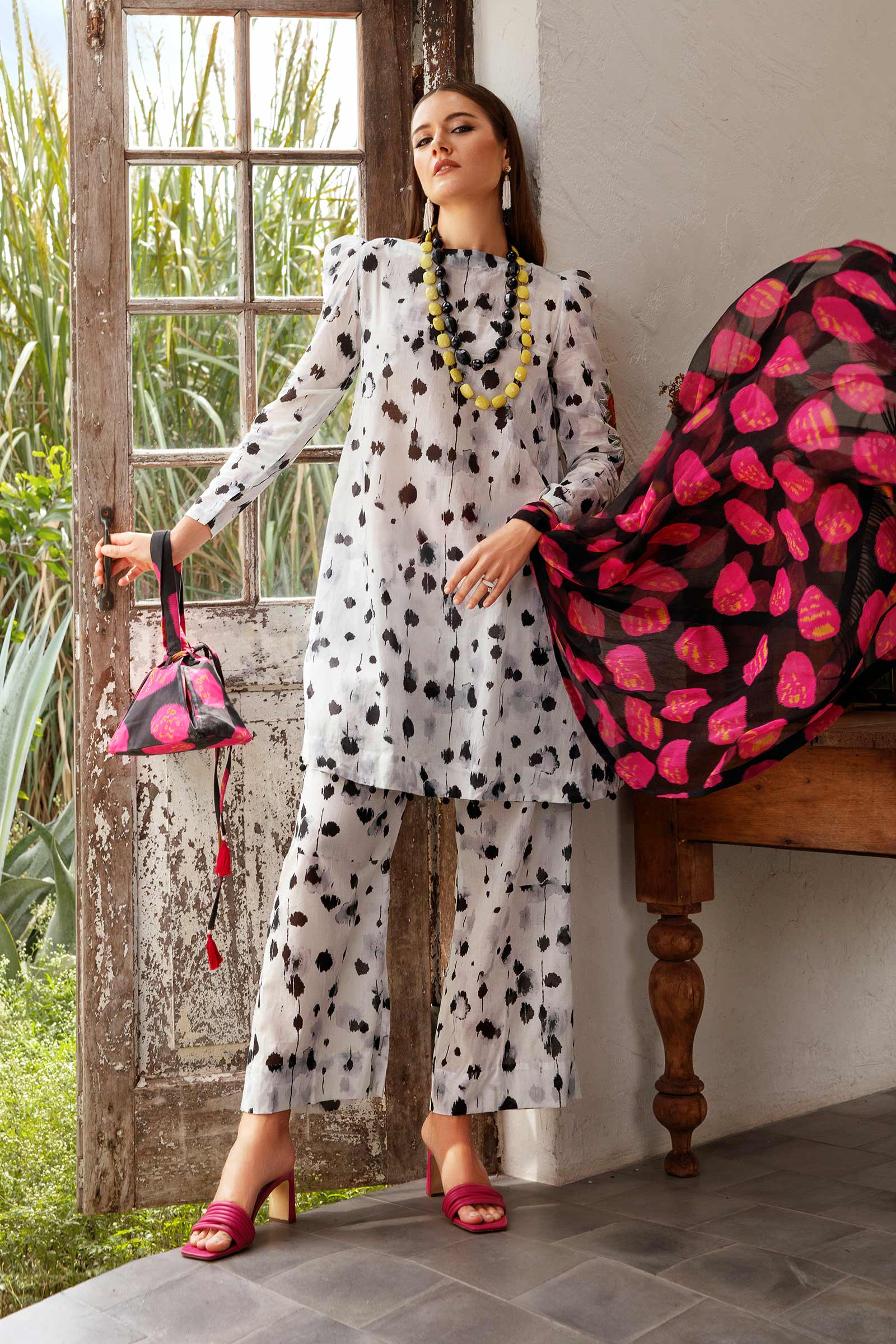 MARIA.B MBasics Lawn Collection – Black & White MB-US23-106-A - Image 3