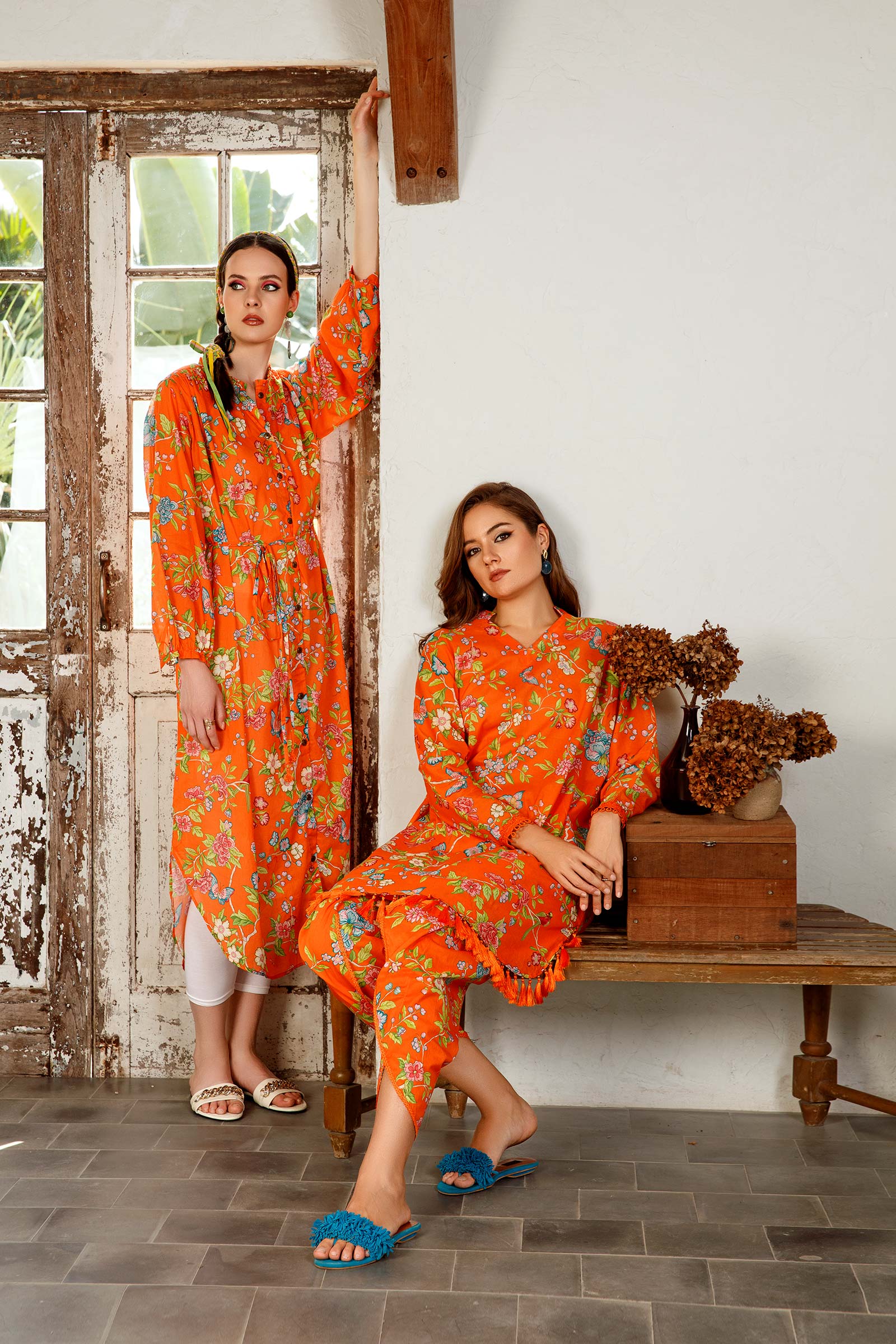 MARIA.B MBasics Lawn Collection – Orange MB-US23-101-A - Image 2