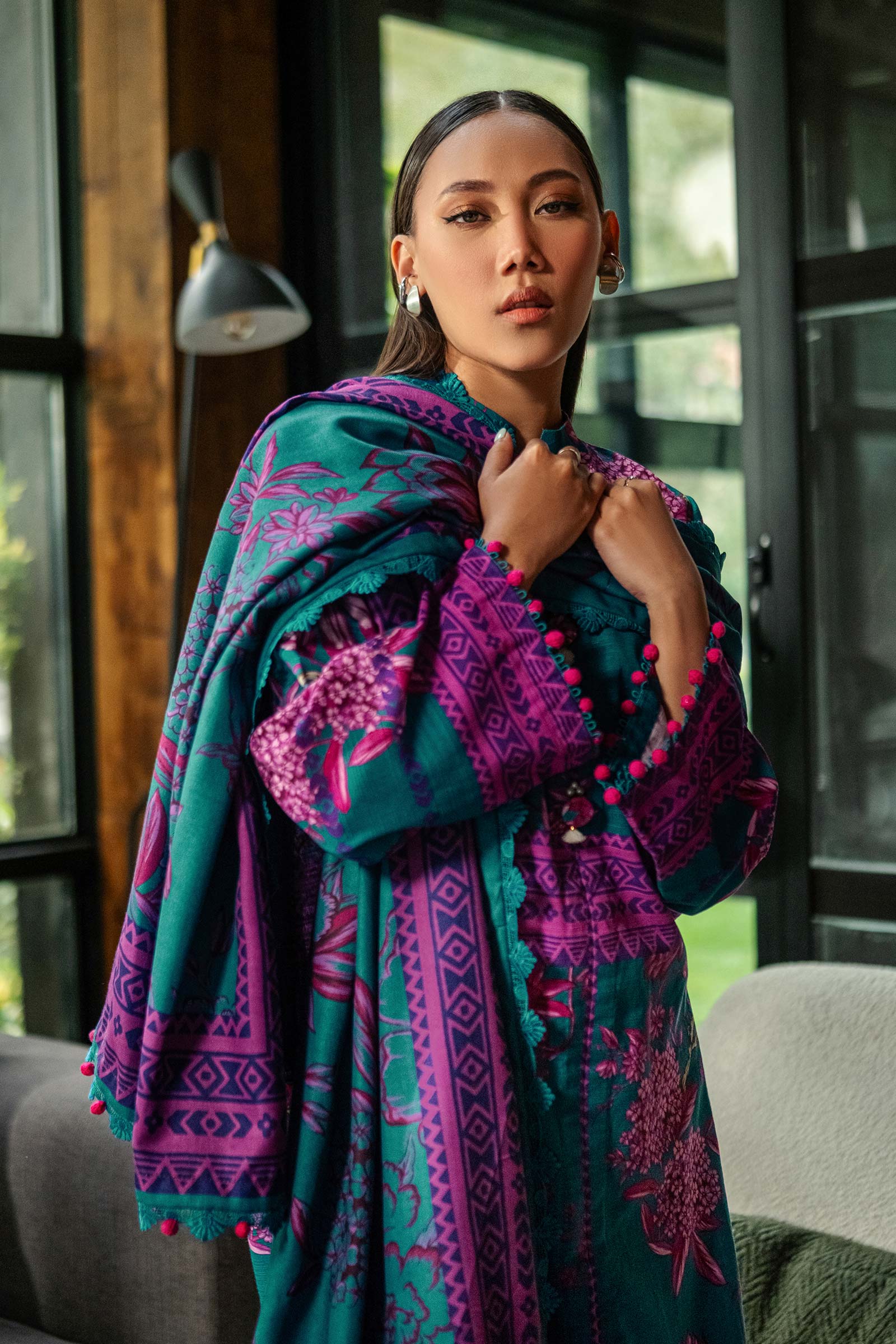 MARIA.B MBasics Winter Edition – Printed Khaddar Suit | 503-B - Image 3