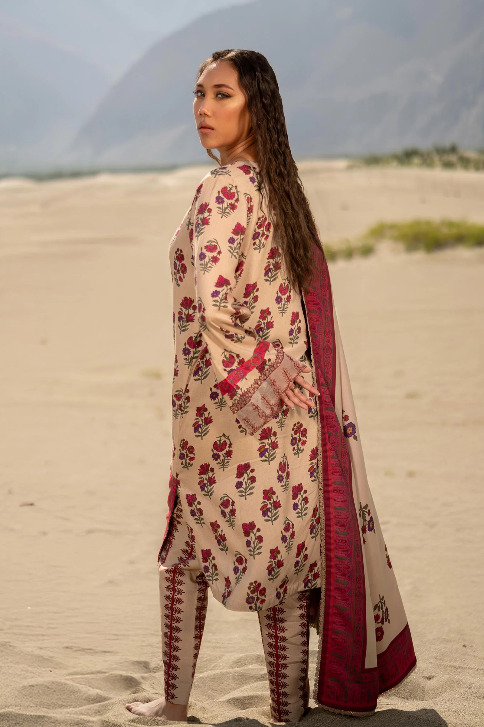 MARIA.B MBasics Winter Edition – Printed Linen Suit | 502-A - Image 6