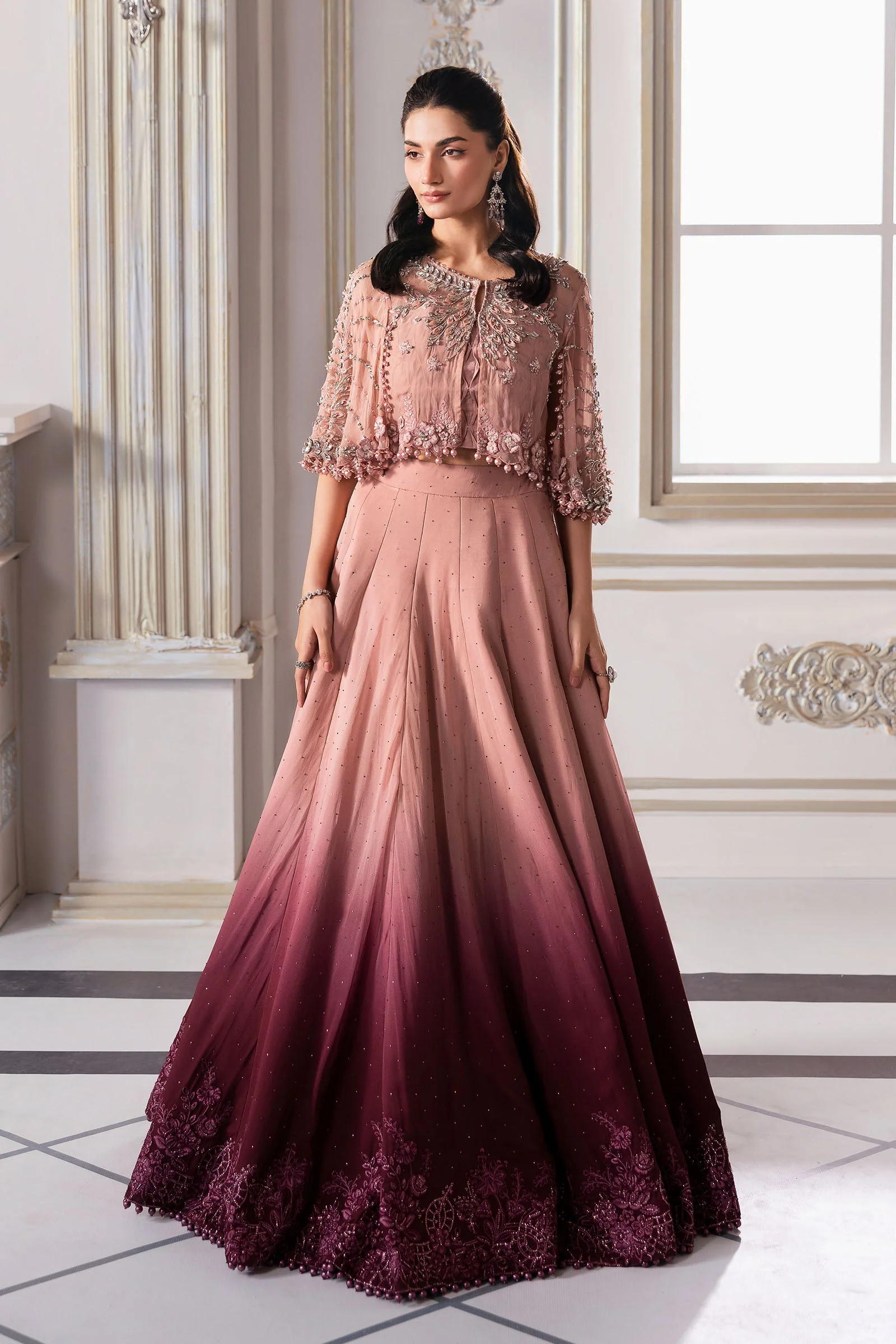 MARIA.B Mbroidered Luxury Formals – Embroidered Chiffon Saree | BD-3001 - Image 4