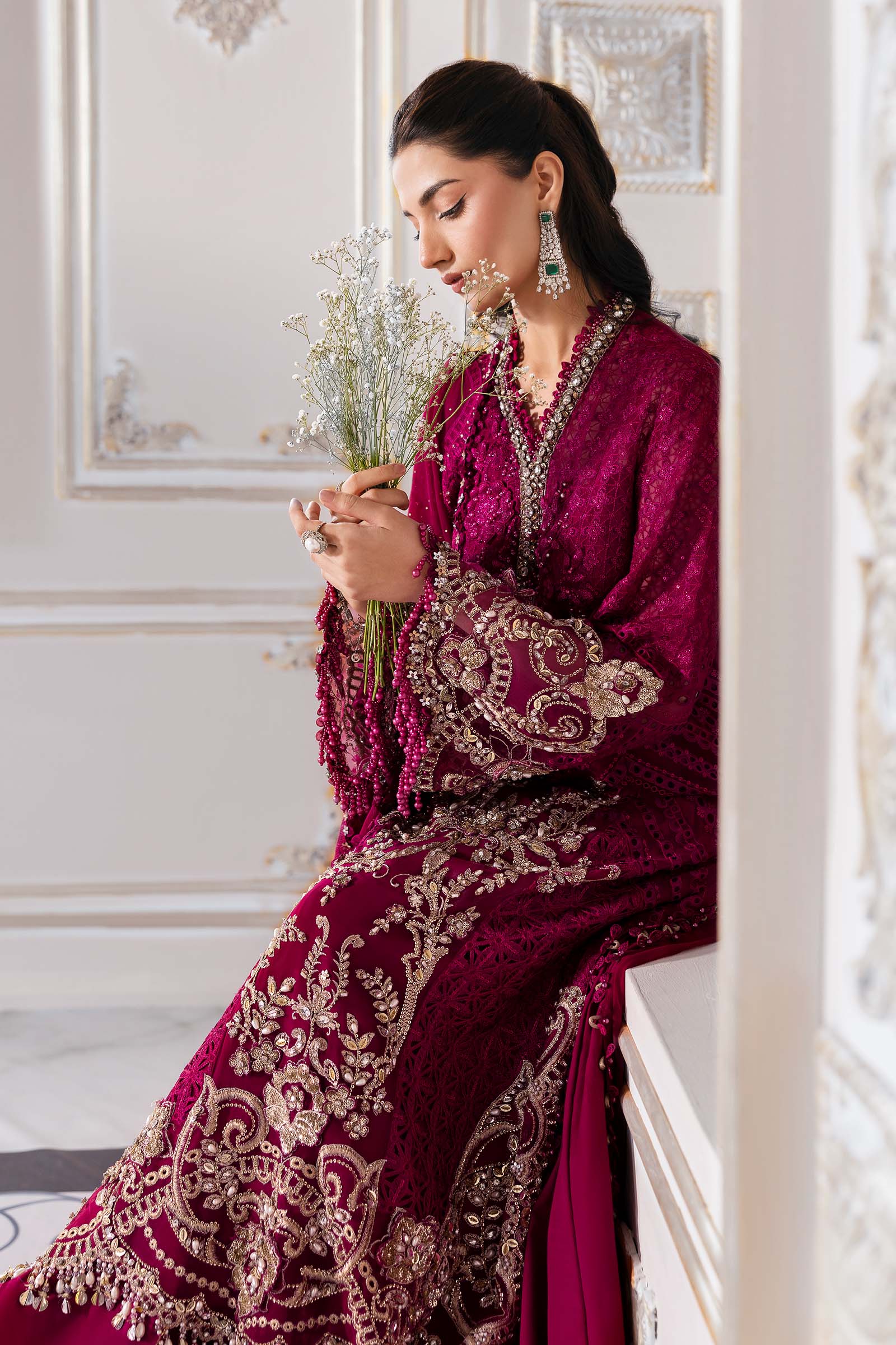 MARIA.B Mbroidered Luxury Formals – Embroidered Chiffon Suit | BD-3003 - Image 8