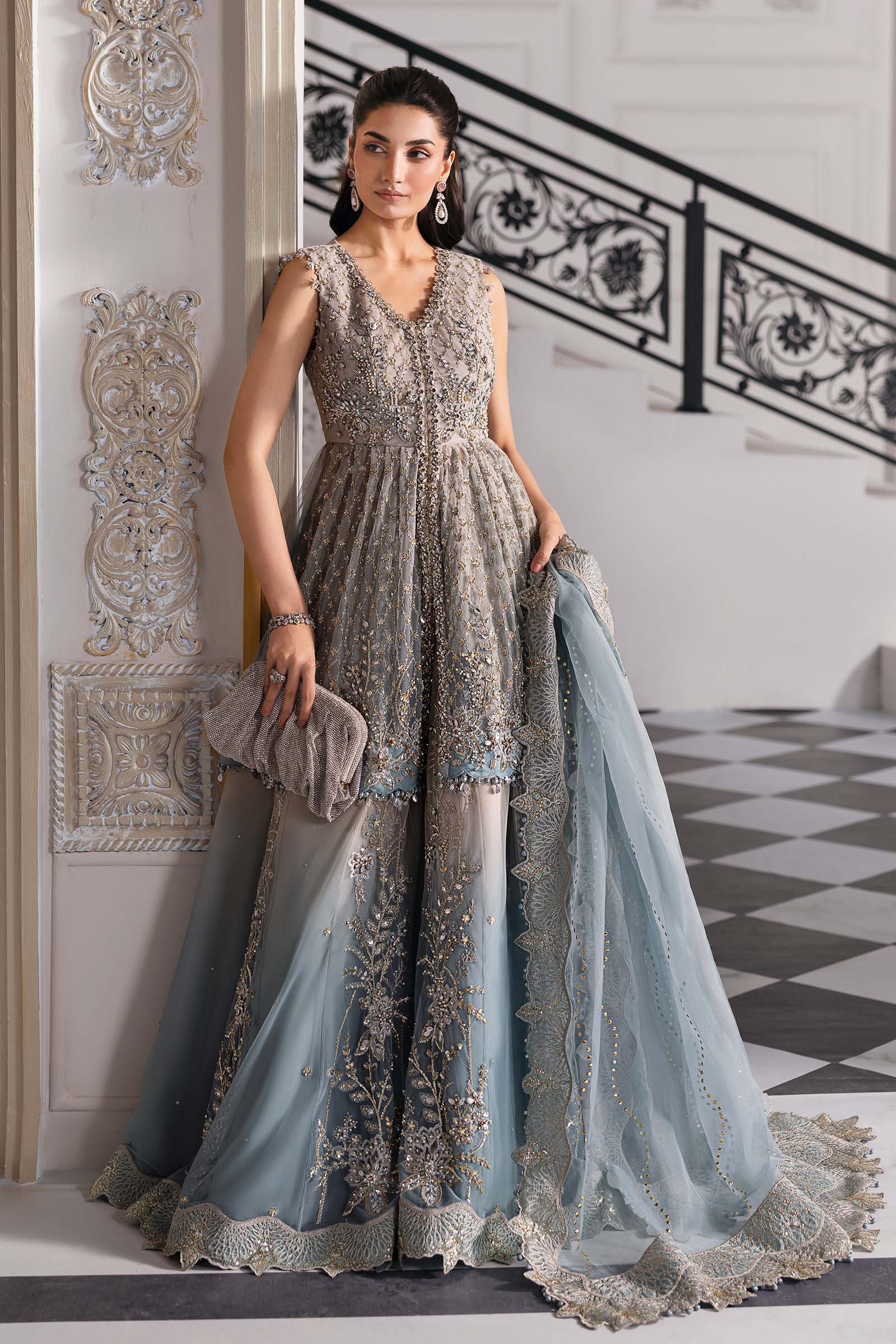 MARIA.B Mbroidered Luxury Formals – Embroidered Net Suit | BD-3002 - Image 2