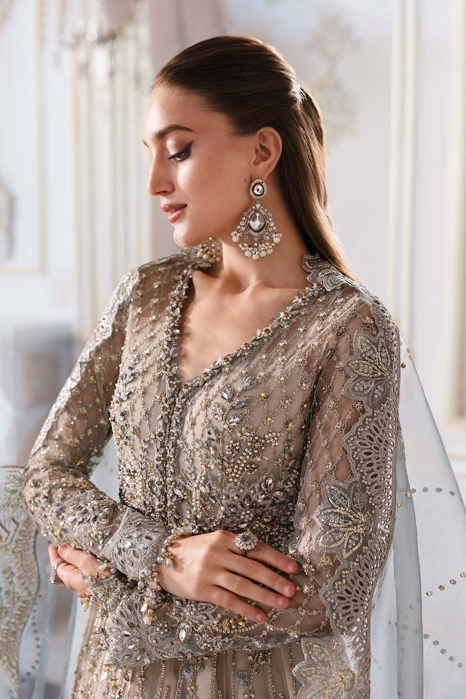 MARIA.B Mbroidered Luxury Formals – Embroidered Net Suit | BD-3002 - Image 8