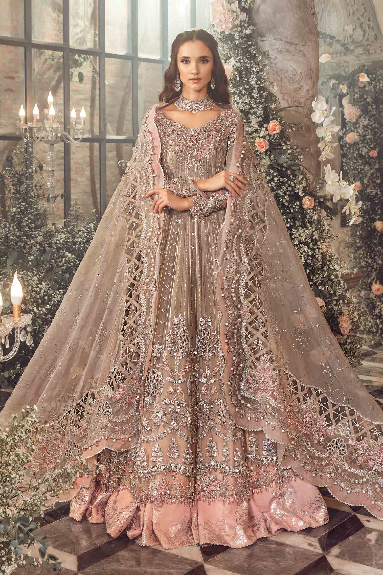 MARIA.B MBroidered Luxury Wedding Formals – Grey BD-2703 - Image 2