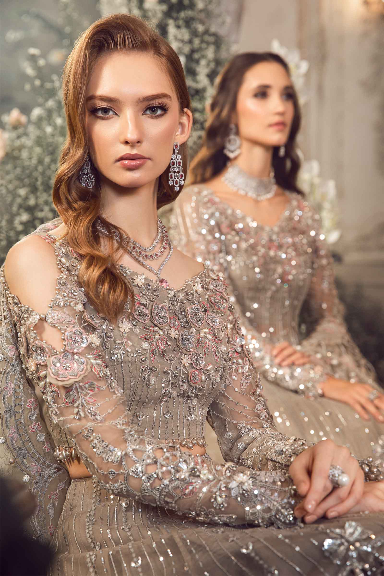 MARIA.B MBroidered Luxury Wedding Formals – Grey BD-2703 - Image 5