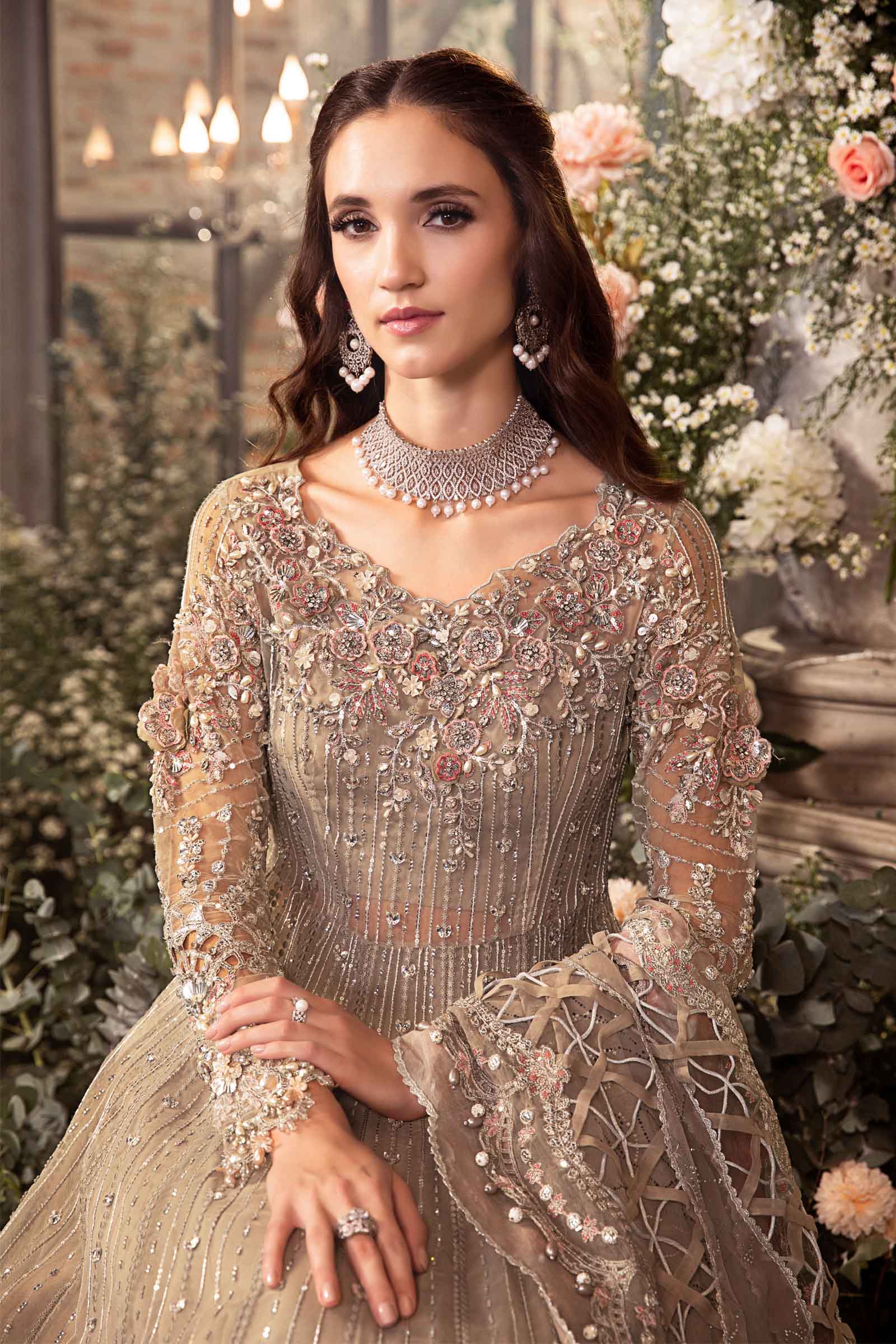 MARIA.B MBroidered Luxury Wedding Formals – Grey BD-2703 - Image 7