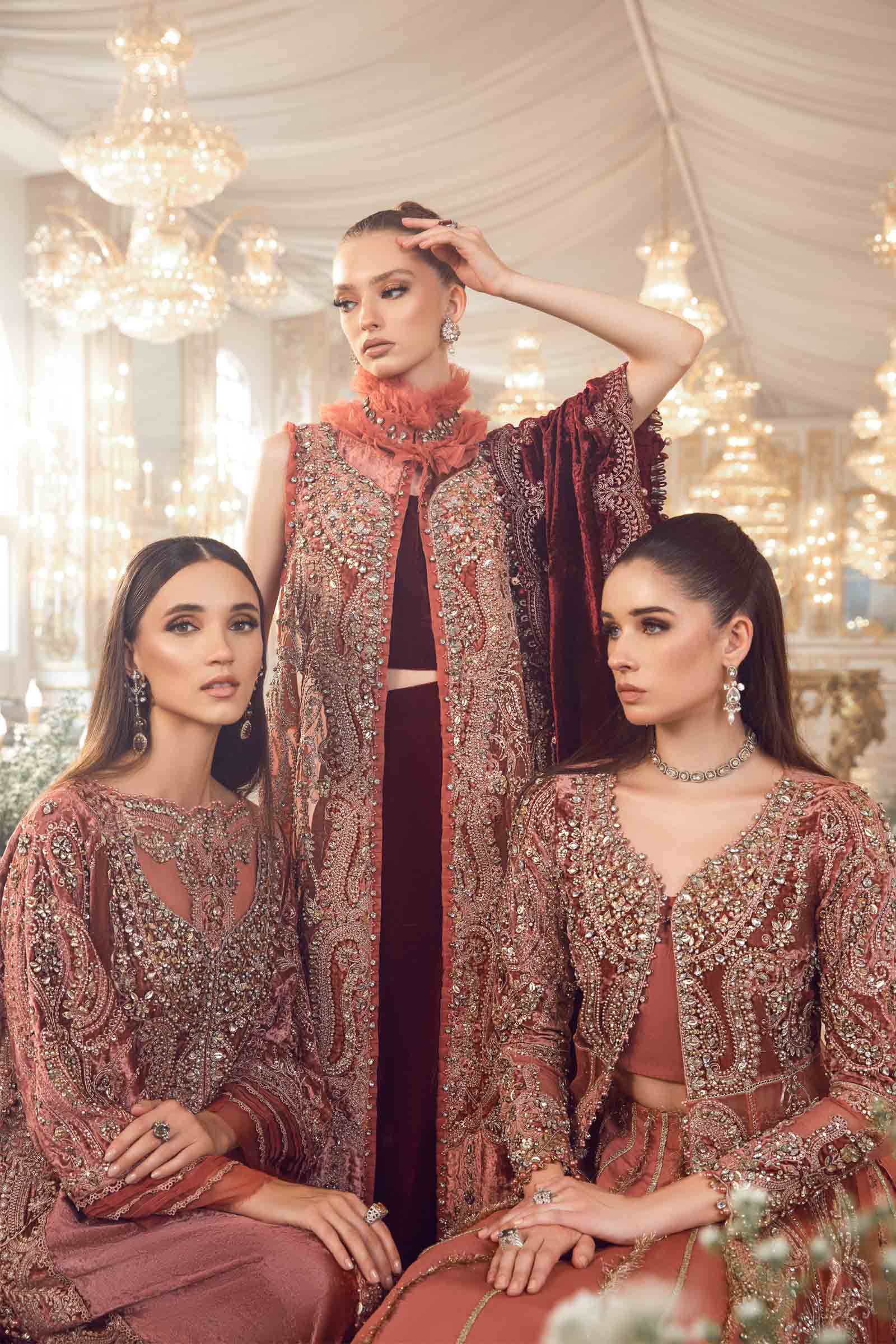 MARIA.B MBroidered Luxury Wedding Formals – Salmon Pink BD-2701 - Image 6