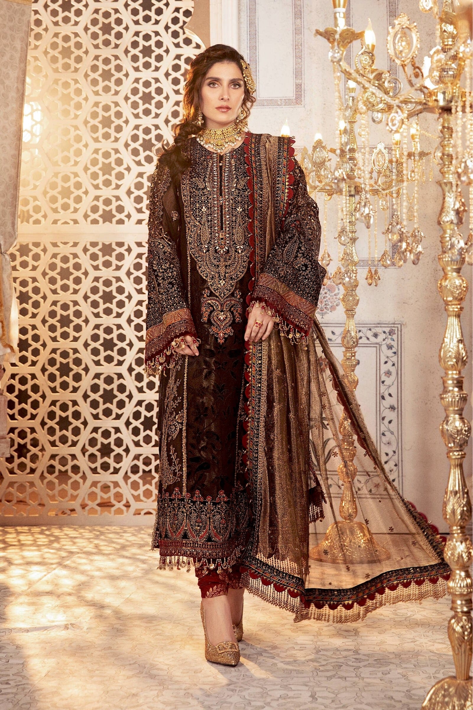 MARIA.B. MBroidered Wedding Collection – Black and burnt gold (BD-2301) - Image 3