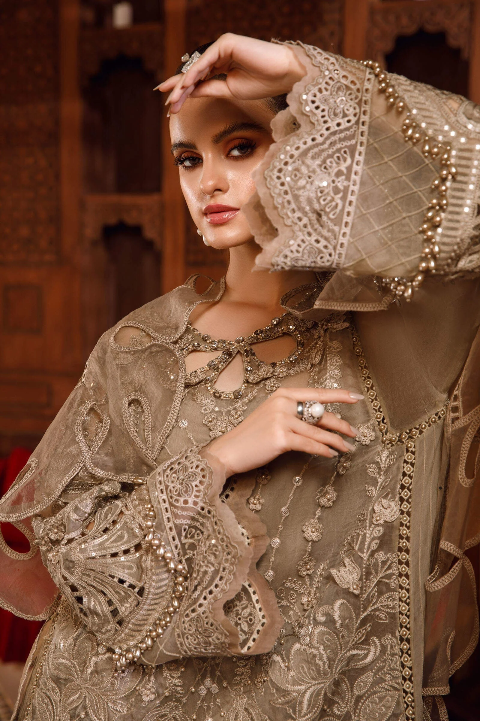 MARIA.B MBroidered Wedding Edition – Coffee (BD-2501) - Image 3