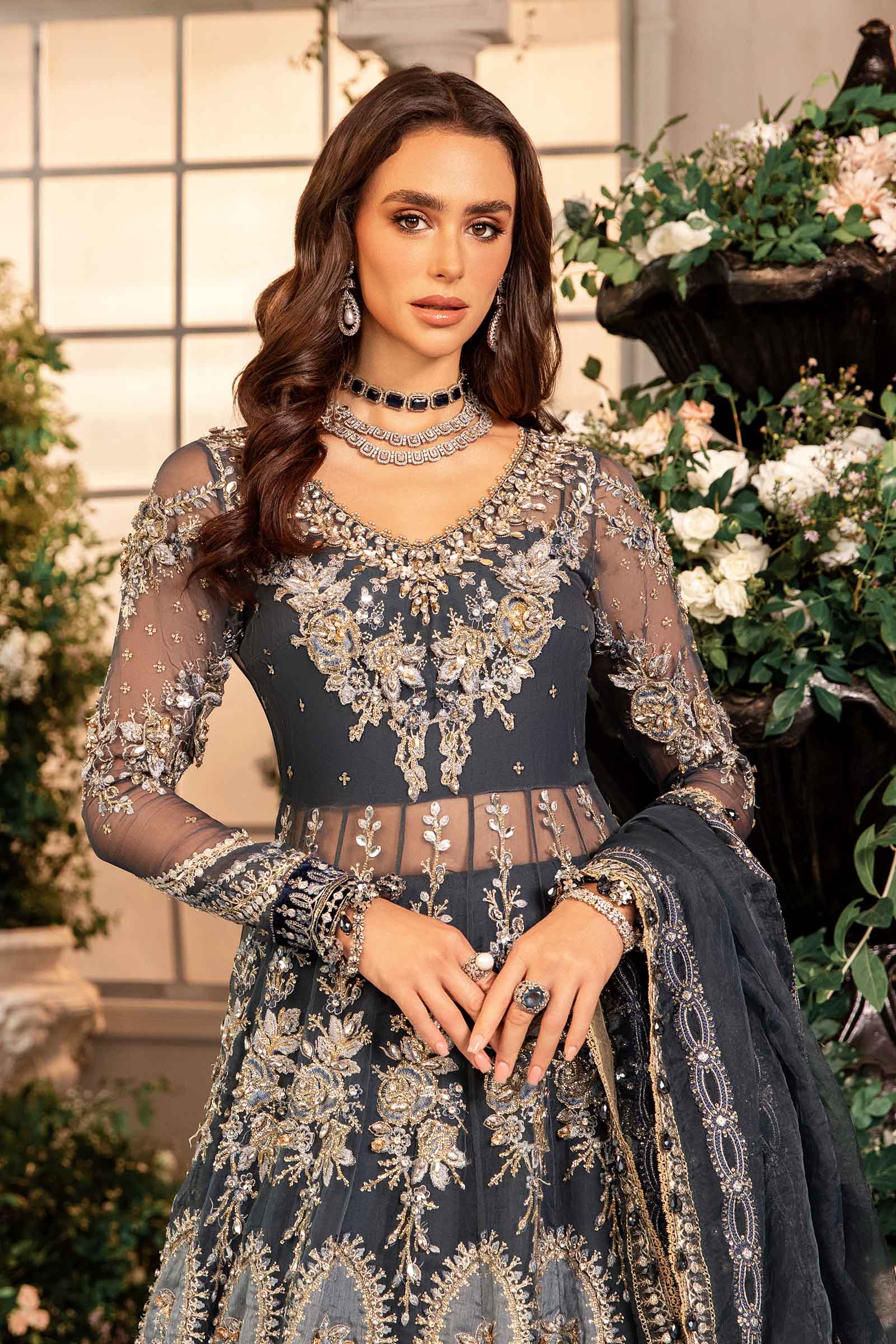 MARIA.B MBroidered Wedding Formals – Embroidered Organza Suit | BD-2901 - Image 6
