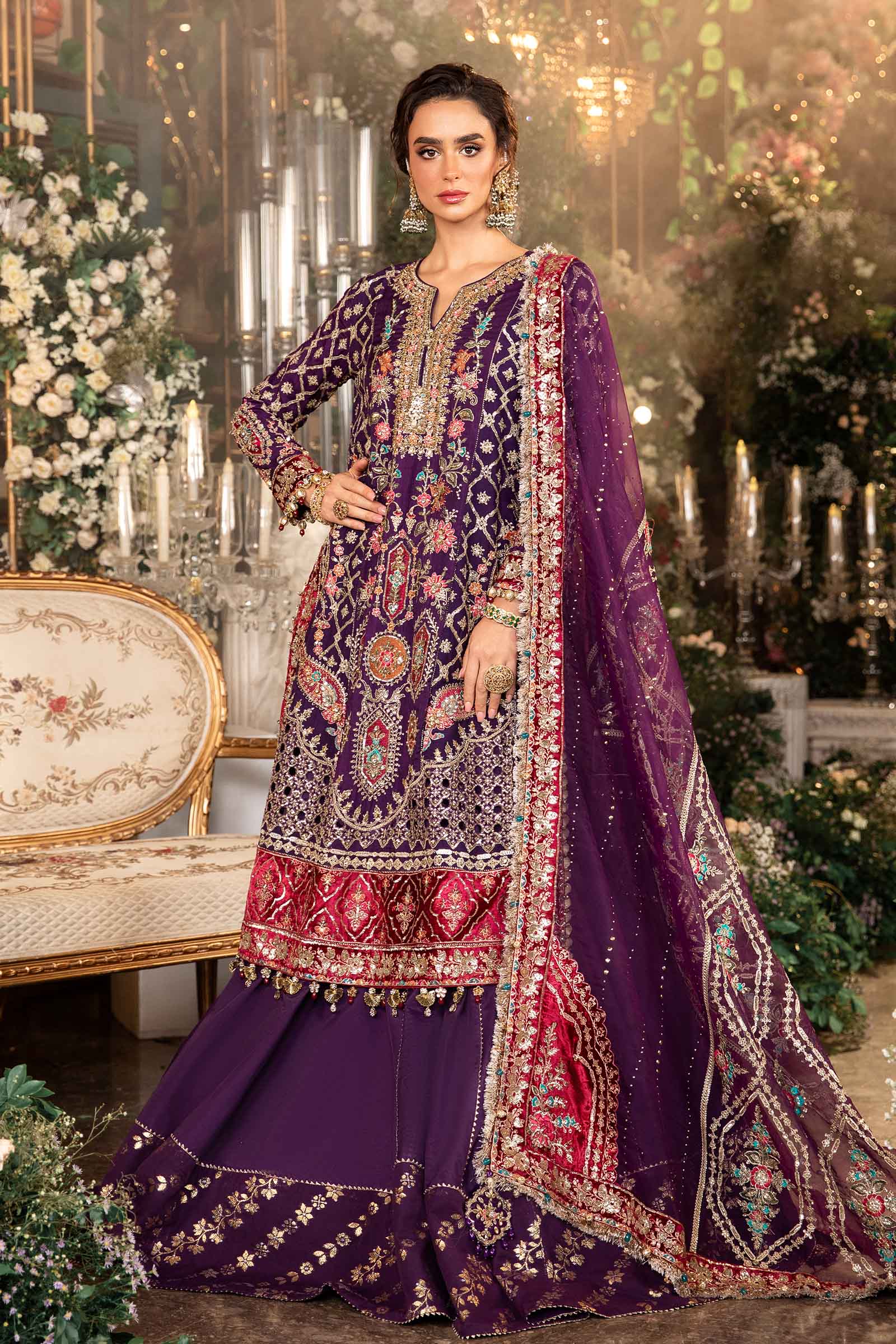 MARIA.B MBroidered Wedding Formals β Embroidered Raw Silk Suit | BD-2903 - Image 6