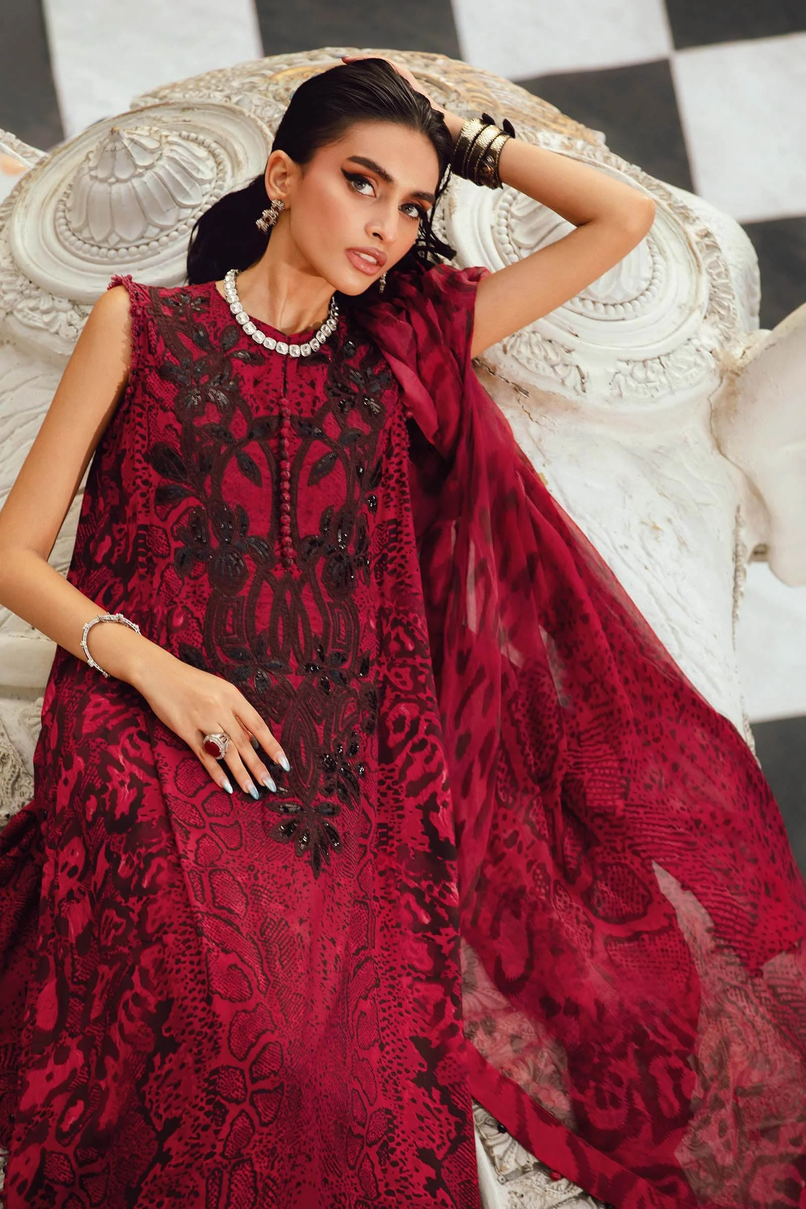 MARIA.B MPrints Fall Edition – Embroidered Linen | MPT-2702-A - Image 5