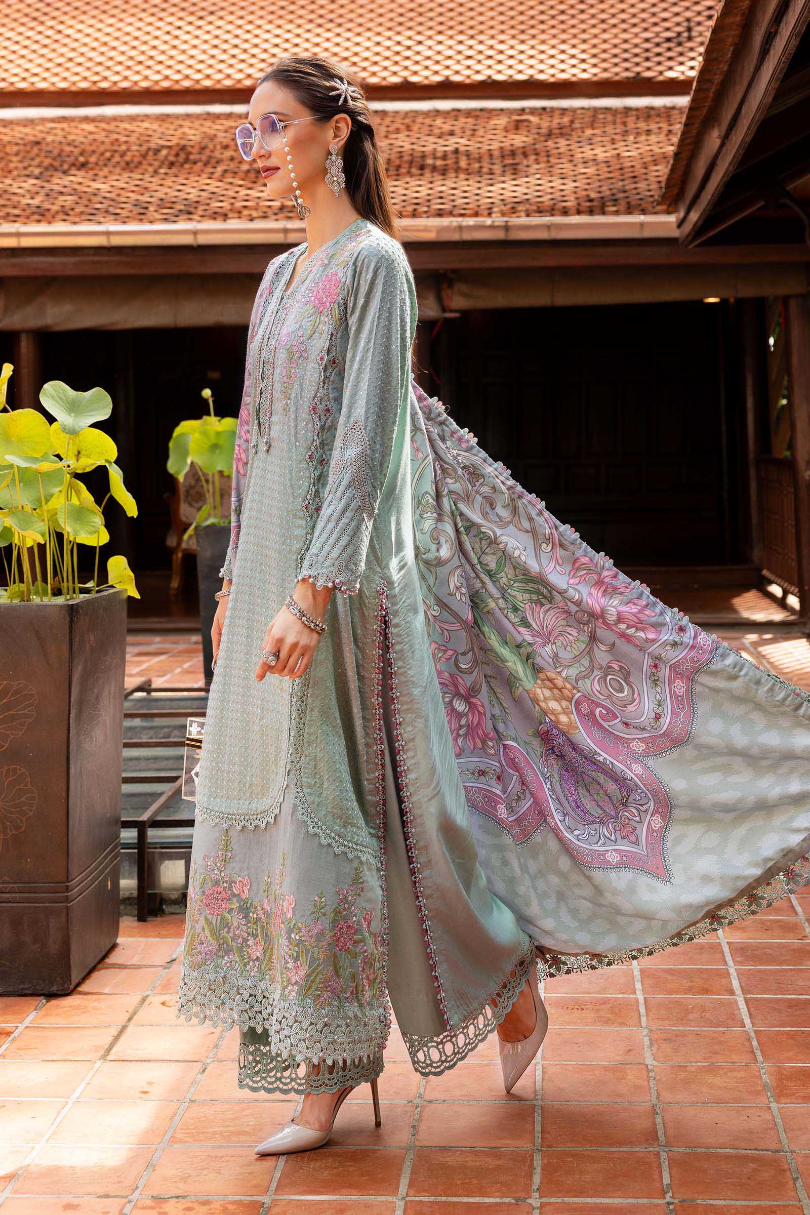 MARIA.B MPrints Winter – Embroidered Twill Linen Suit MPT-2802-A - Image 4