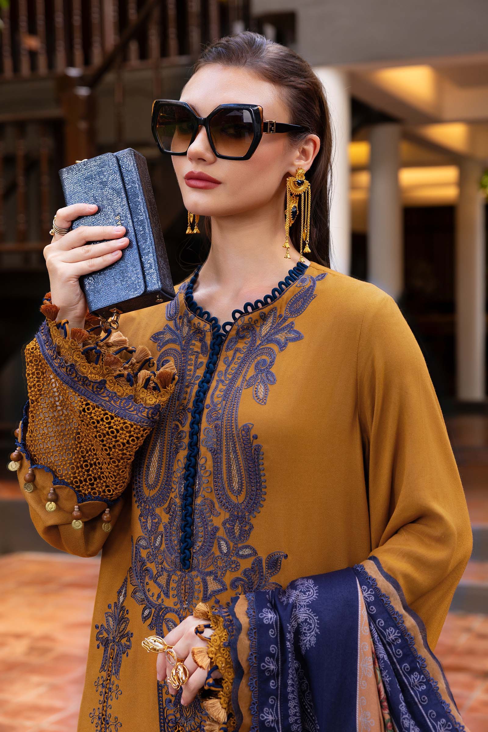 MARIA.B MPrints Winter – Embroidered Twill Linen Suit MPT-2803-A - Image 2
