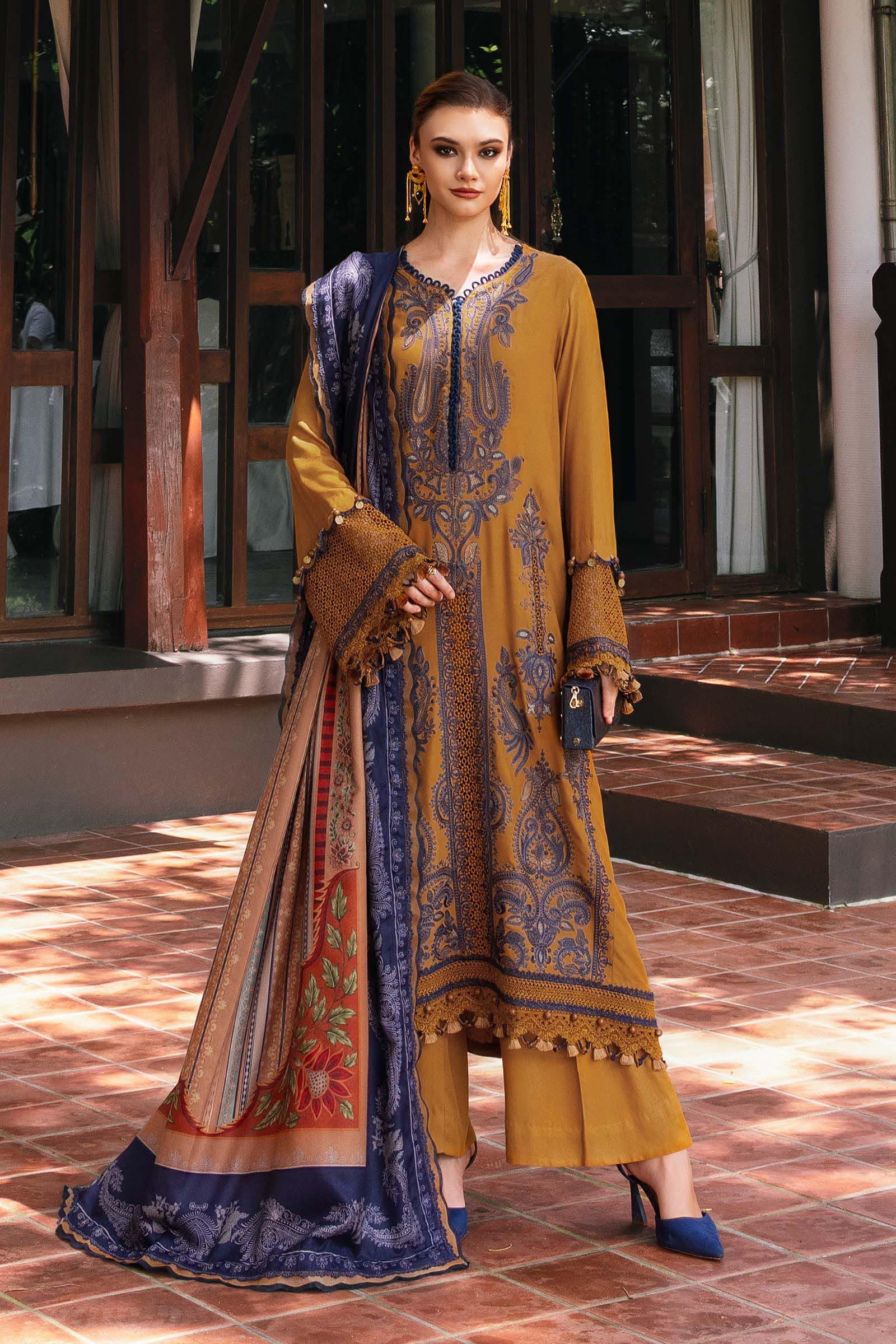 MARIA.B MPrints Winter – Embroidered Twill Linen Suit MPT-2803-A - Image 5