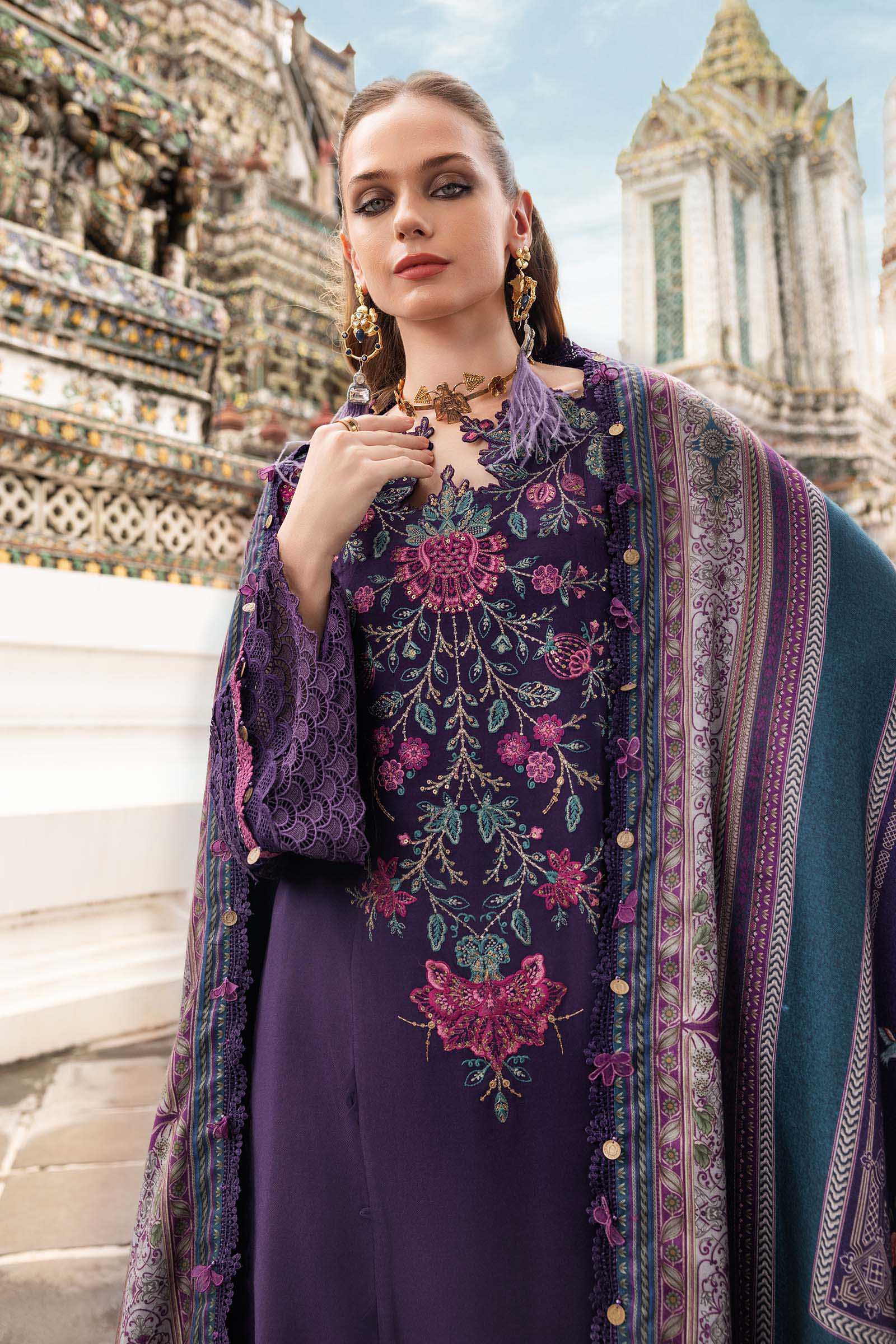MARIA.B MPrints Winter – Embroidered Twill Linen Suit MPT-2805-B - Image 3