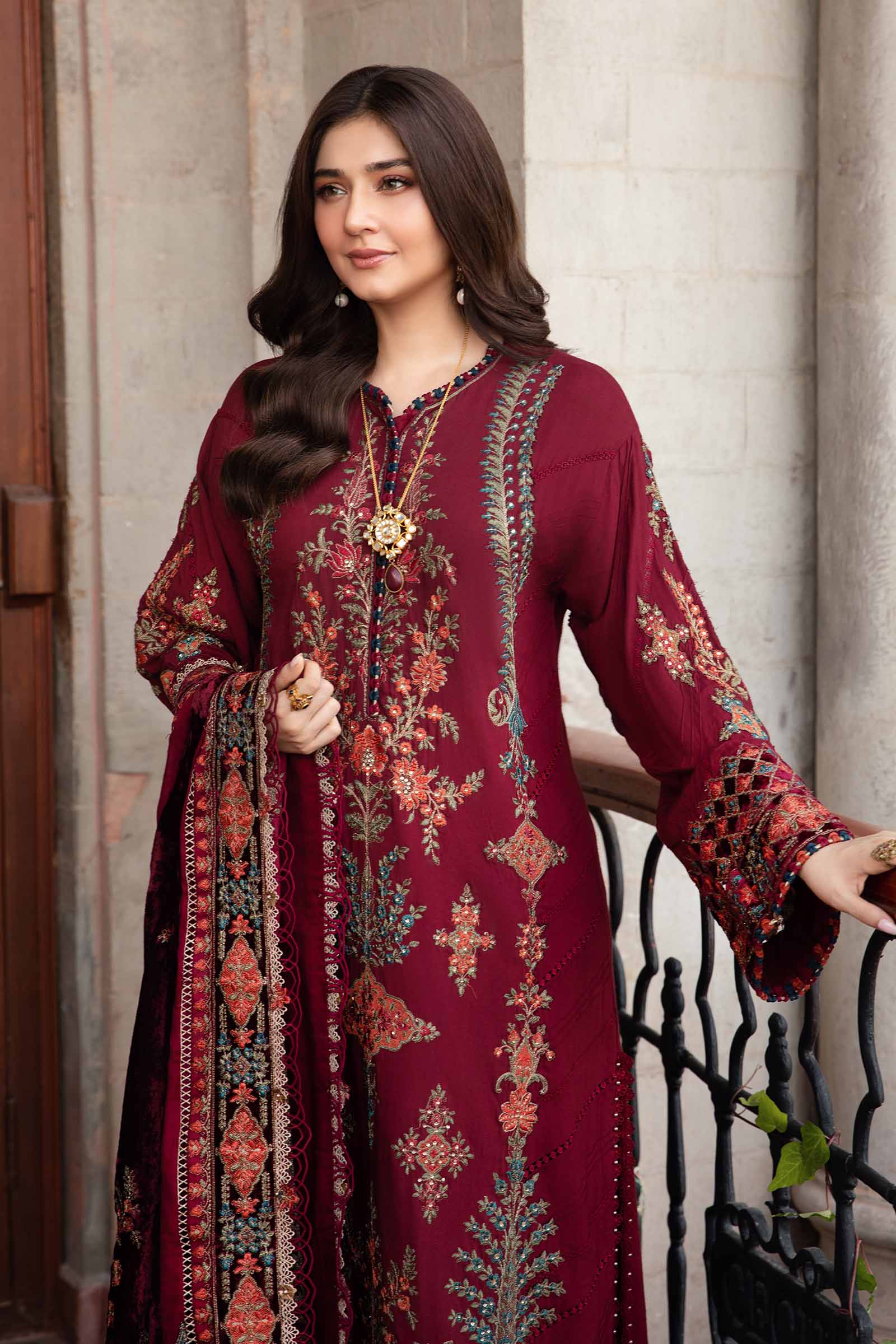 MARIA.B Winter Luxe β Embroidered Twill Linen | DL-1210 - Image 2