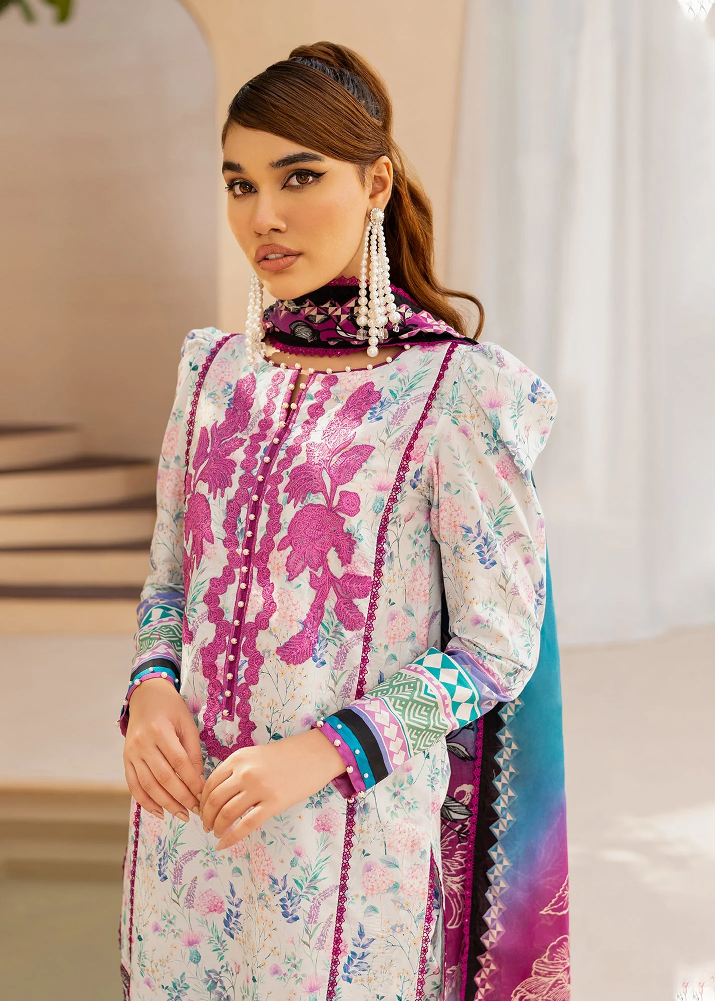 Maria Osama Khan Raya Lawn Collection – Truffle (MR-02) - Image 2
