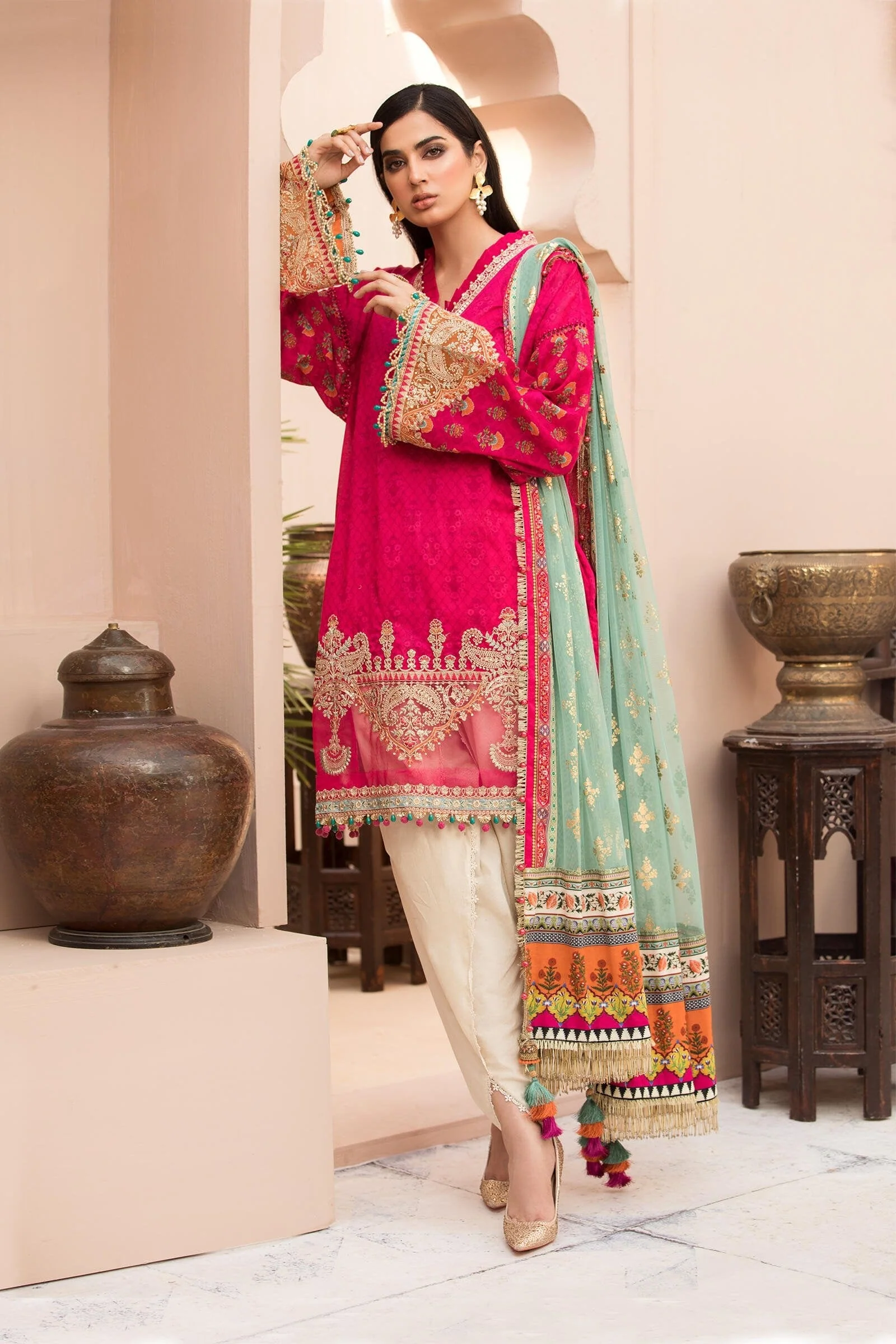 MARIA.B Eid Lawn Collection 2021 – EL-21-10-Fuchsia Pink - Image 4