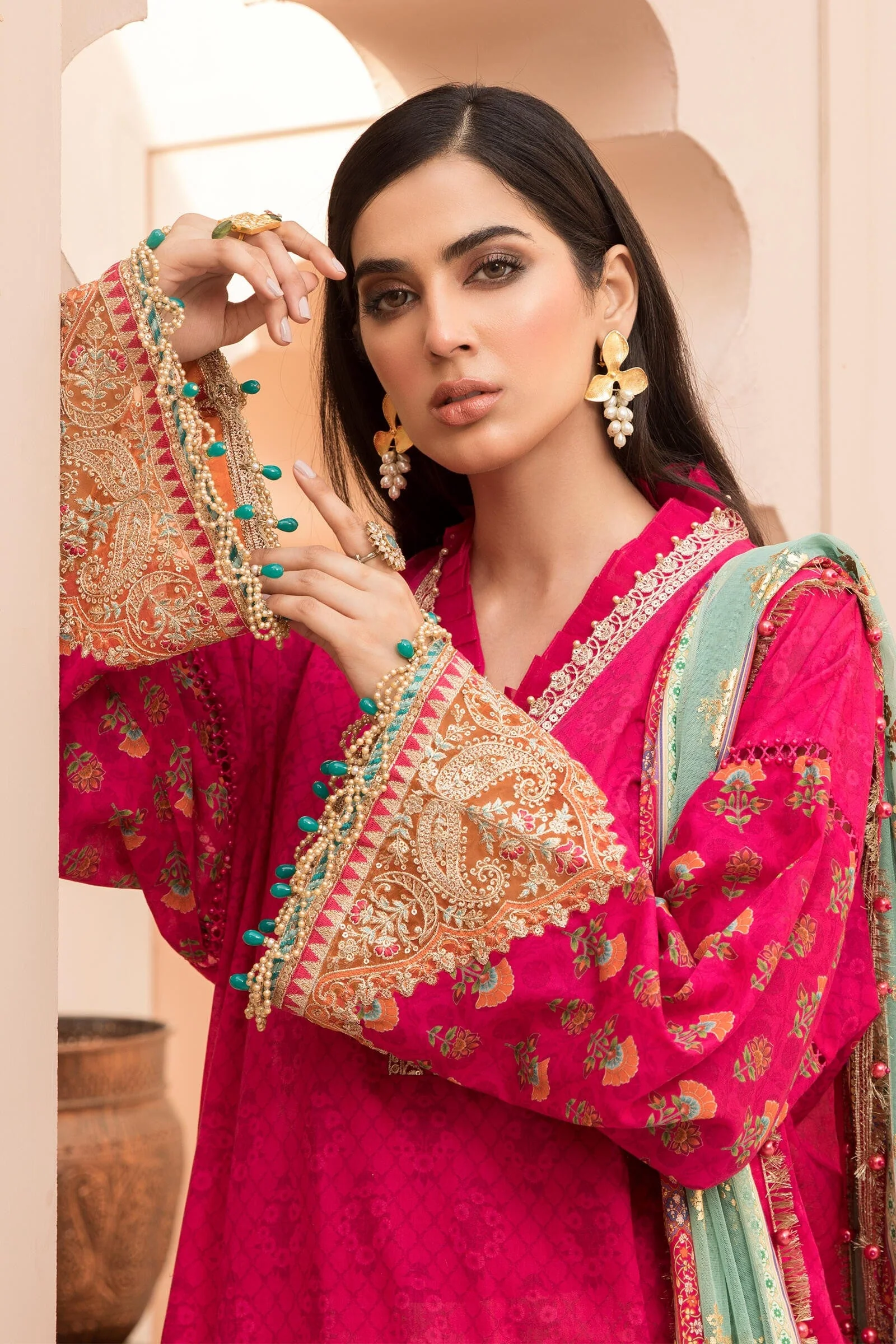 MARIA.B Eid Lawn Collection 2021 – EL-21-10-Fuchsia Pink - Image 5