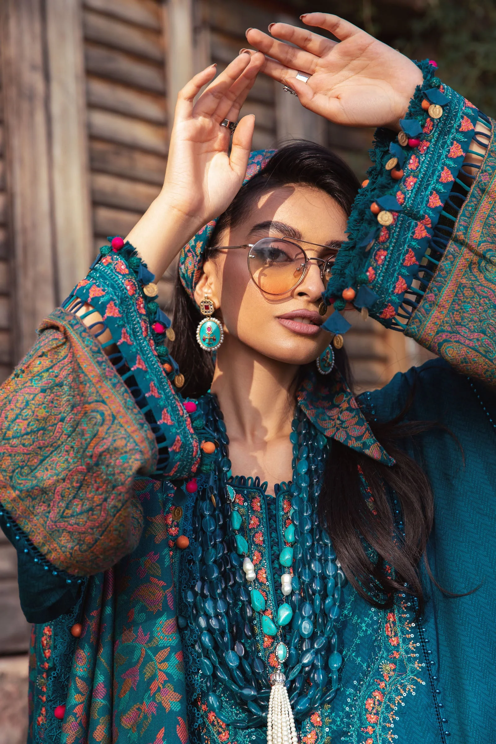 MARIA.B. Linen Luxury Winter Collection 2022 – DL-1009-Blue - Image 3