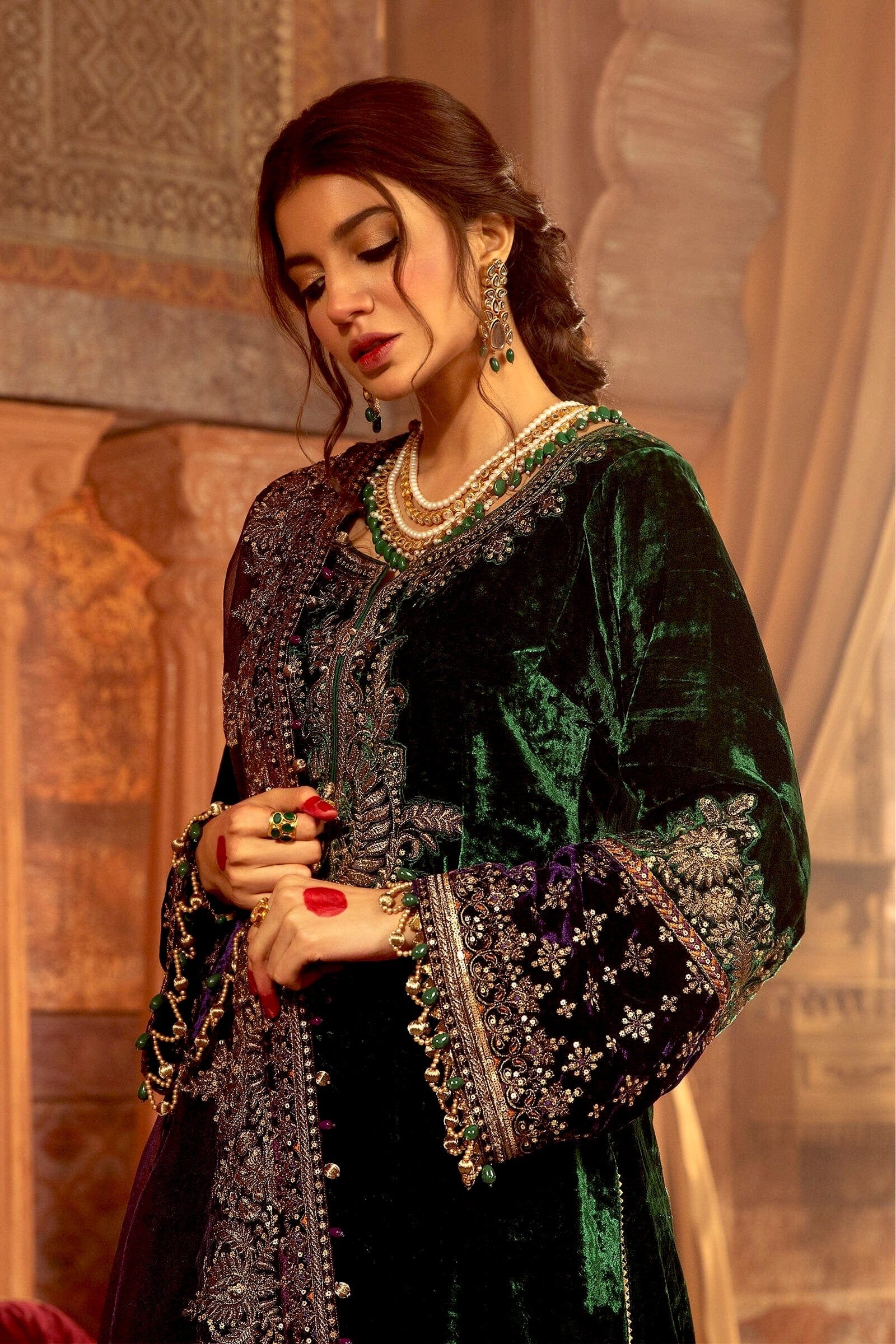 MARIA.B Luxury Velvet Collection – VEL-20-108-Emerald Green - Image 3