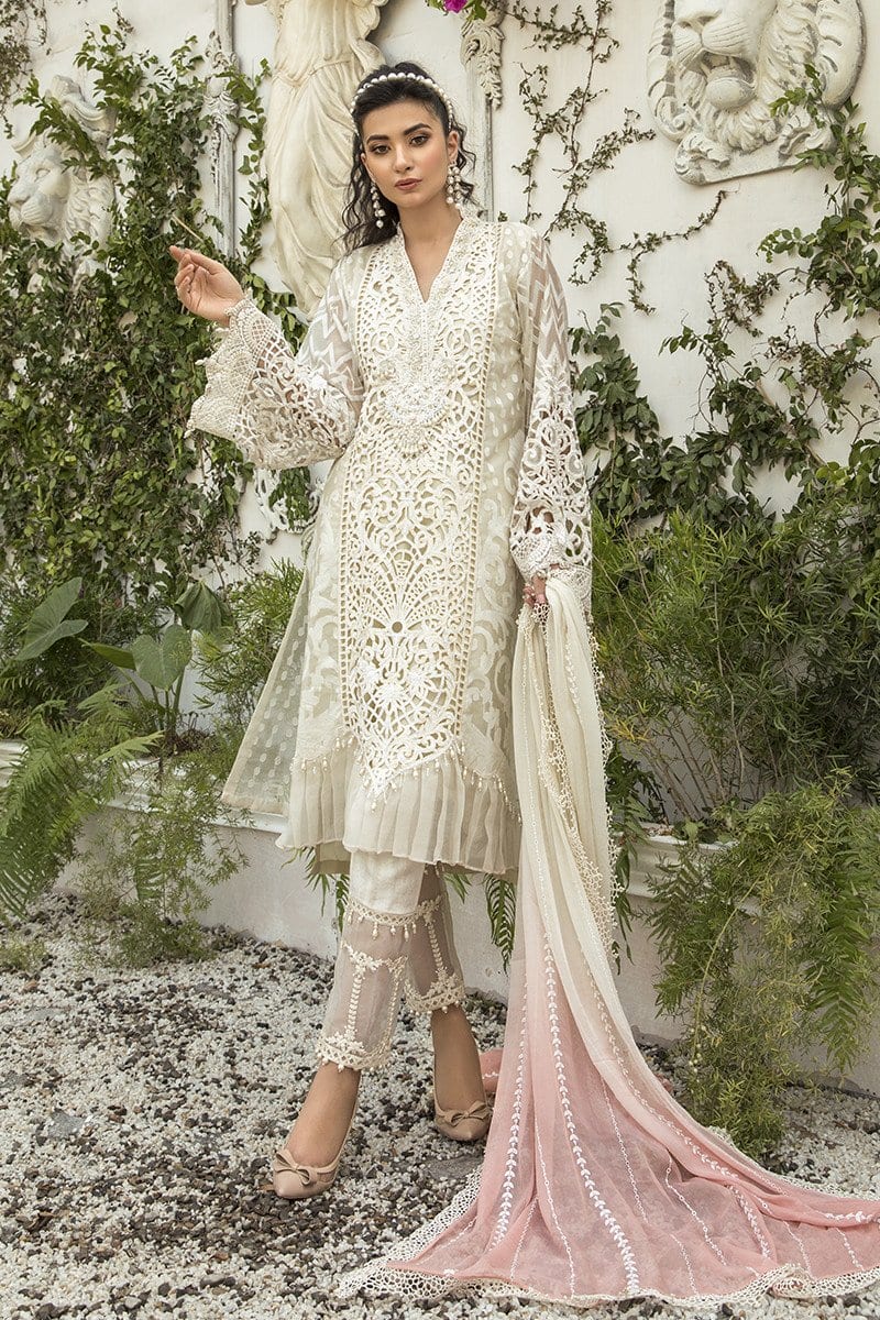 MARIA.B MBROIDERED Eid Collection 2020 – White (BD-1905) - Image 2