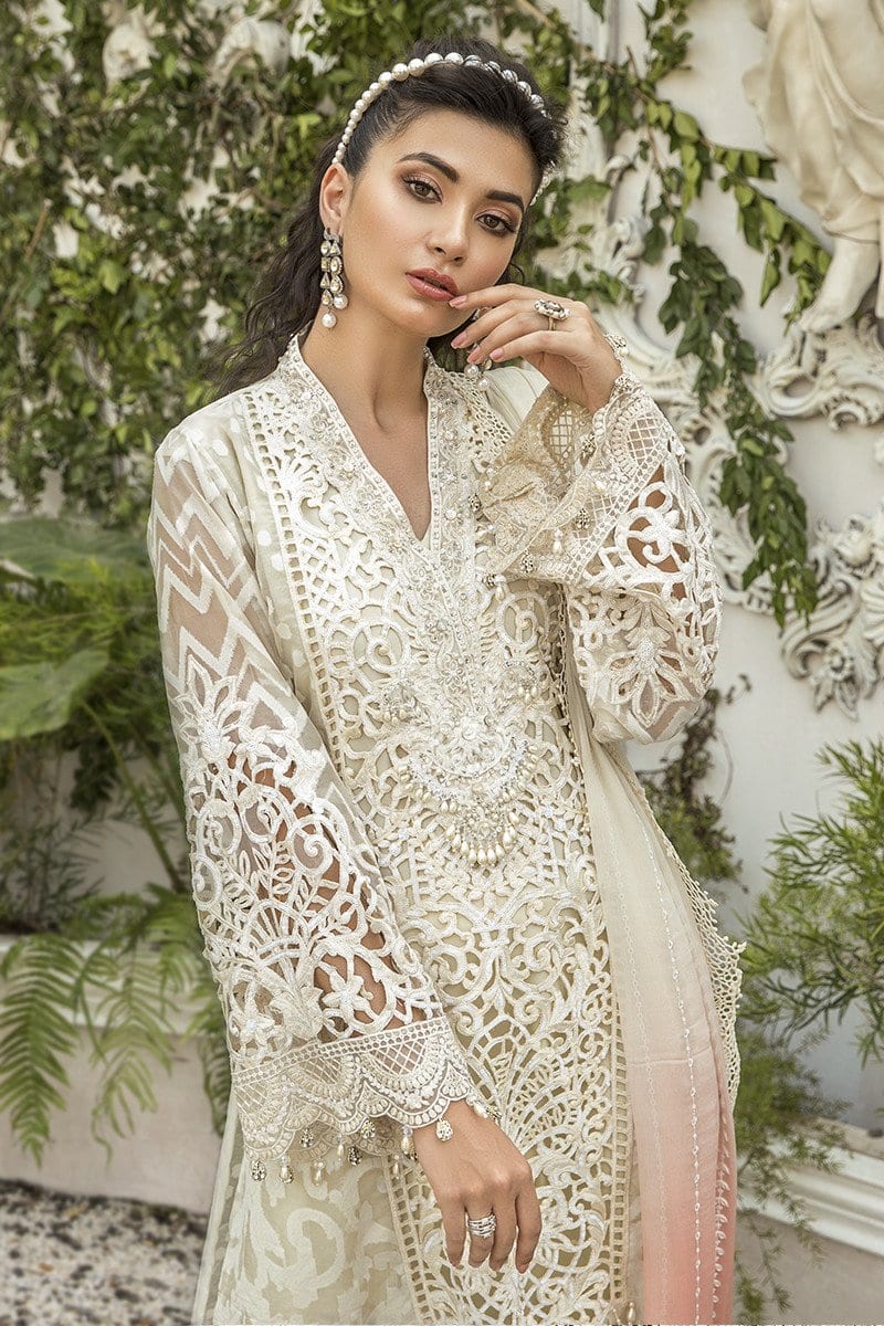 MARIA.B MBROIDERED Eid Collection 2020 – White (BD-1905) - Image 3