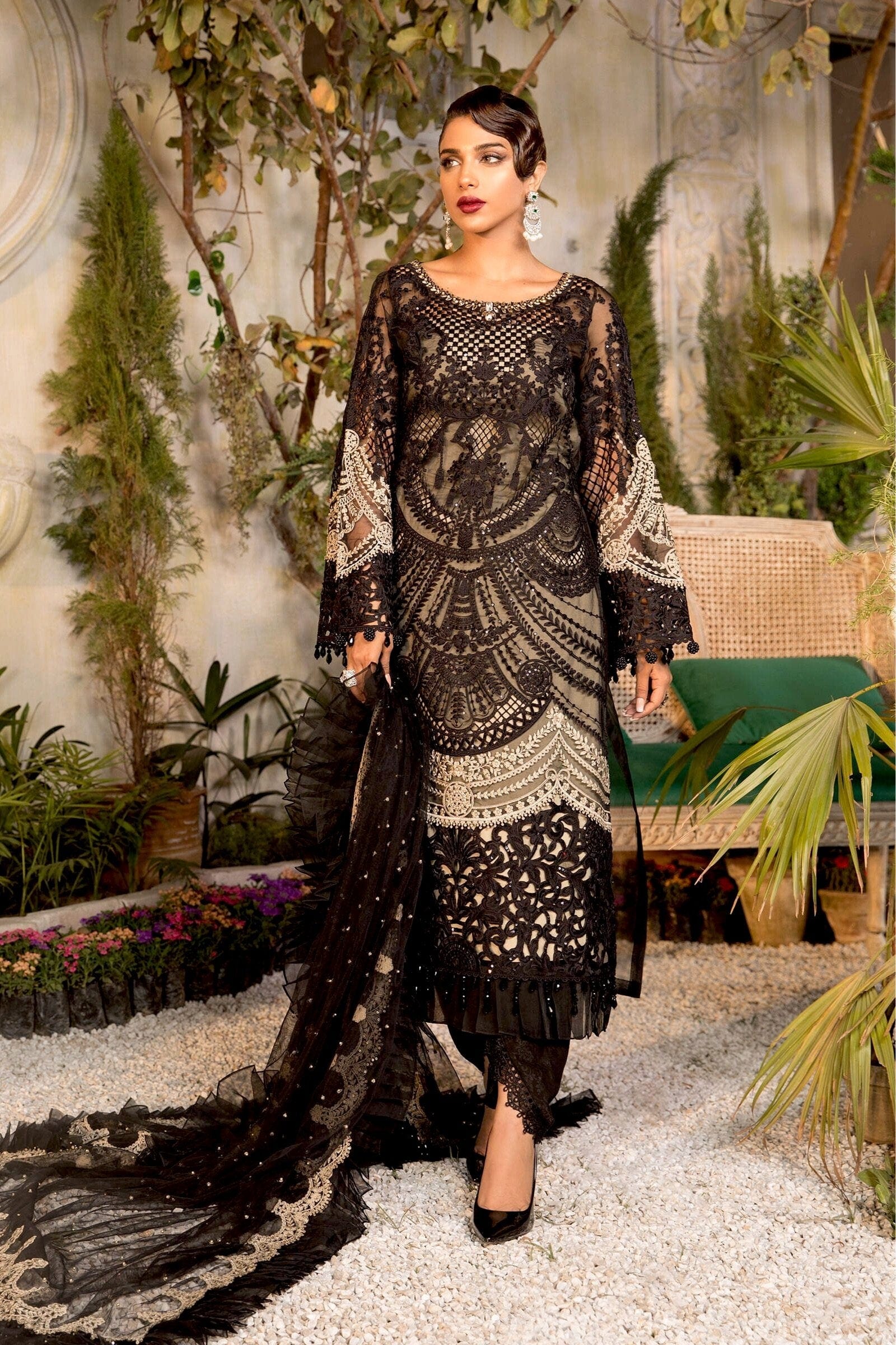 MARIA.B MBROIDERED Eid Collection 2021 – Black and Coffee (BD-2106) - Image 3