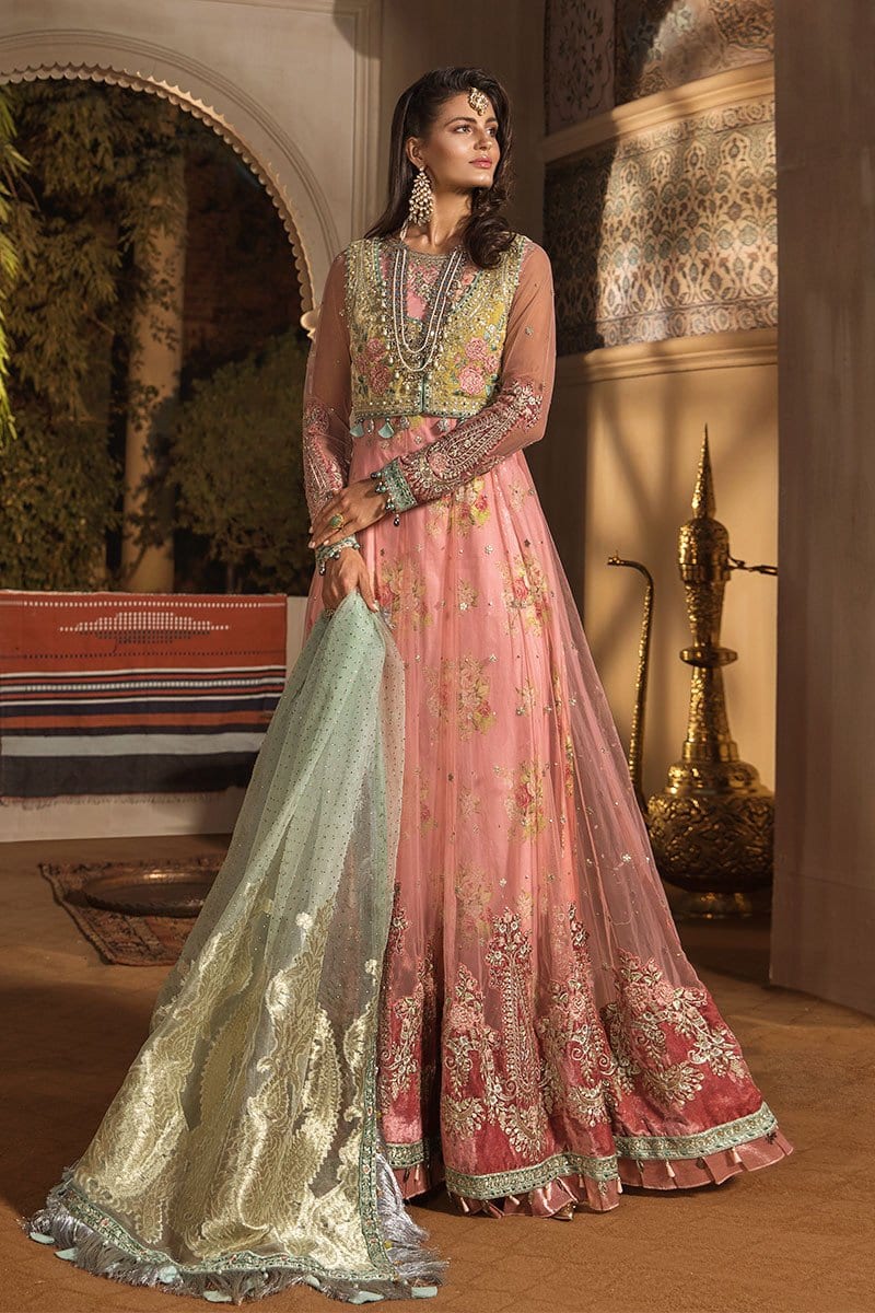 MARIA.B MBROIDERED Wedding Edition 2019 – Daffodil Yellow and Candy Pink (BD-1802) - Image 3