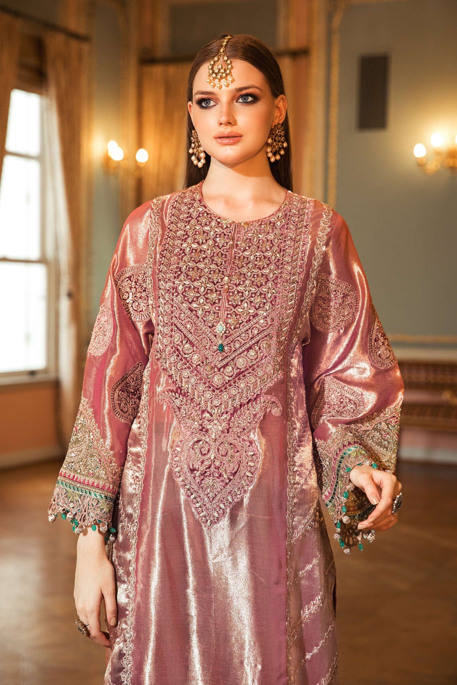 MARIA.B MBROIDERED Wedding Edition – Salmon Pink (BD-2008) - Image 3