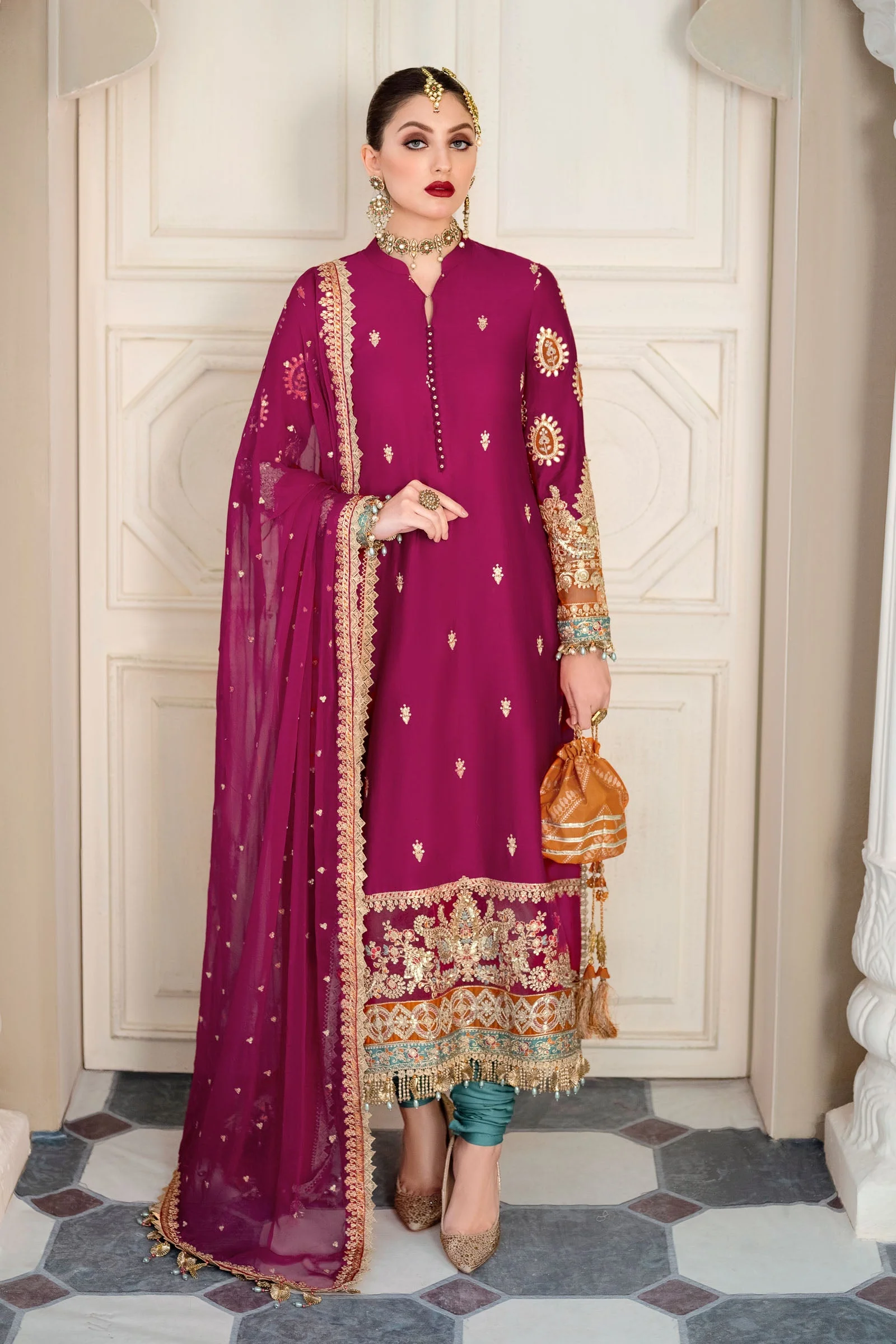 MARIA.B Sateen Formal Collection – Magenta Hot pink CST-601 - Image 2