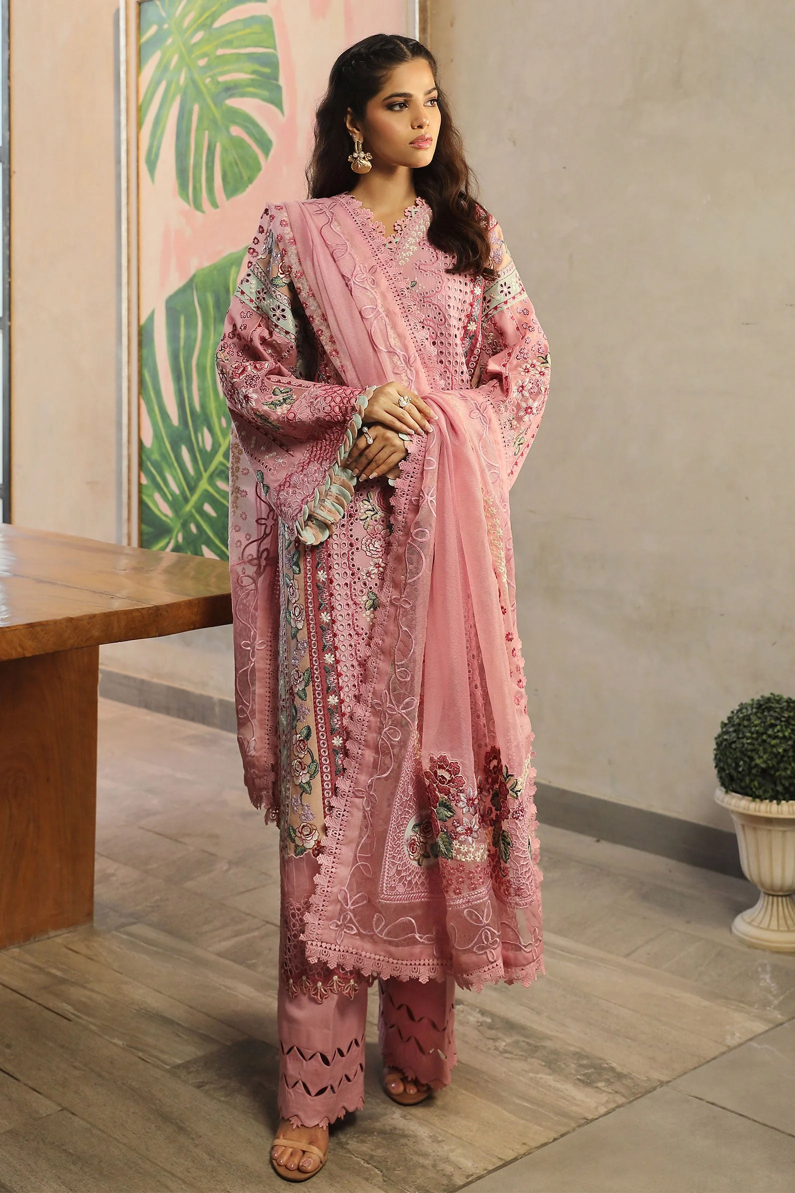 Maryam Hussain Festive Luxury Lawn – Coral