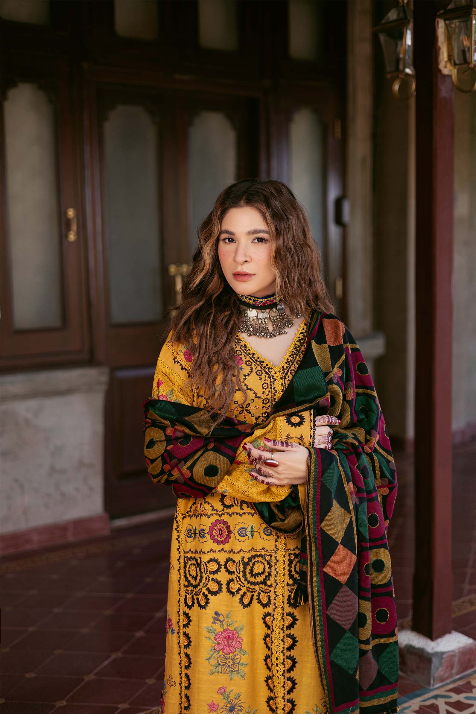 Maryam Hussain Luxe Winter Edition with Shawl – Hazel - Image 3