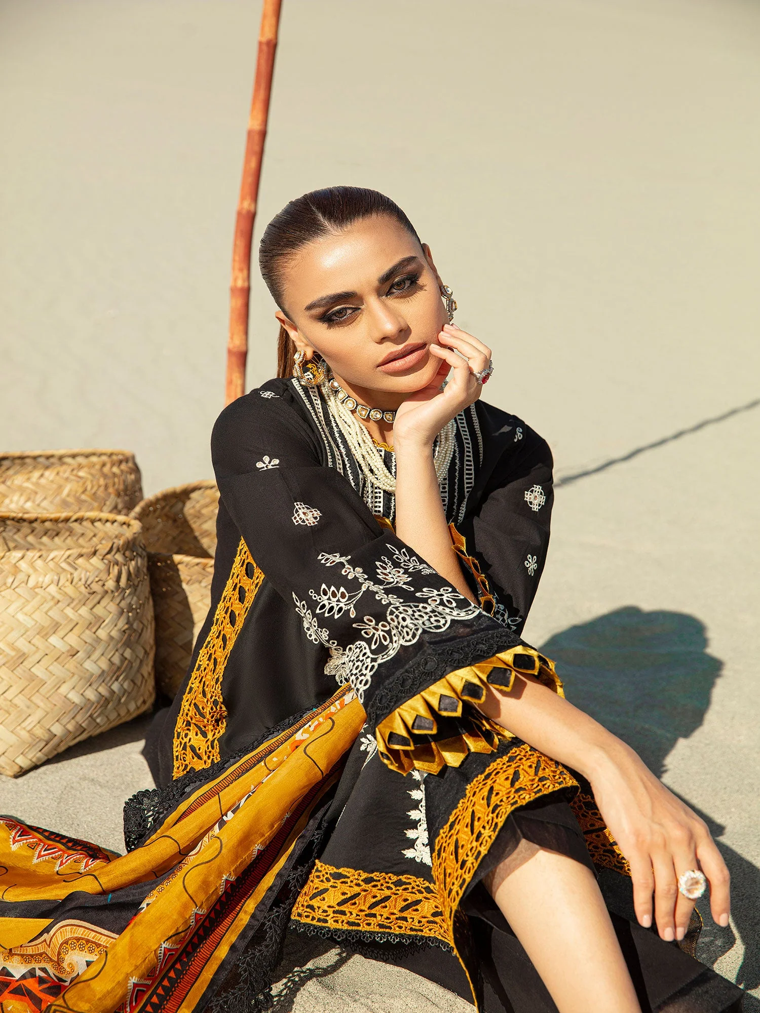 Maryam Hussain Luxury Lawn Collection Vol-II – MUSTARD AFFAIR - Image 2