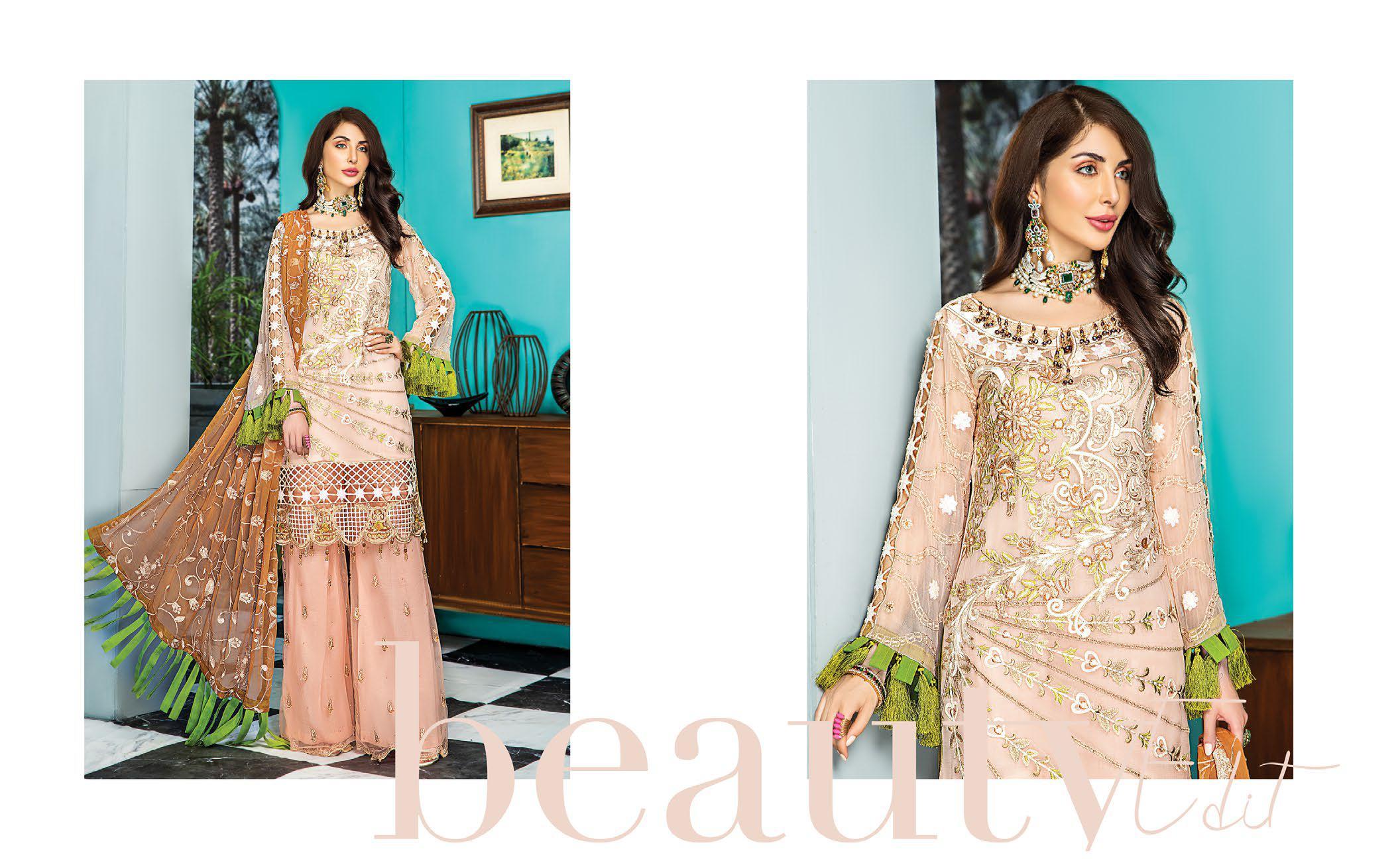 Maryam's Gold Luxury Embroidered Chiffon Collection Vol 7 – MG-76 - Image 4