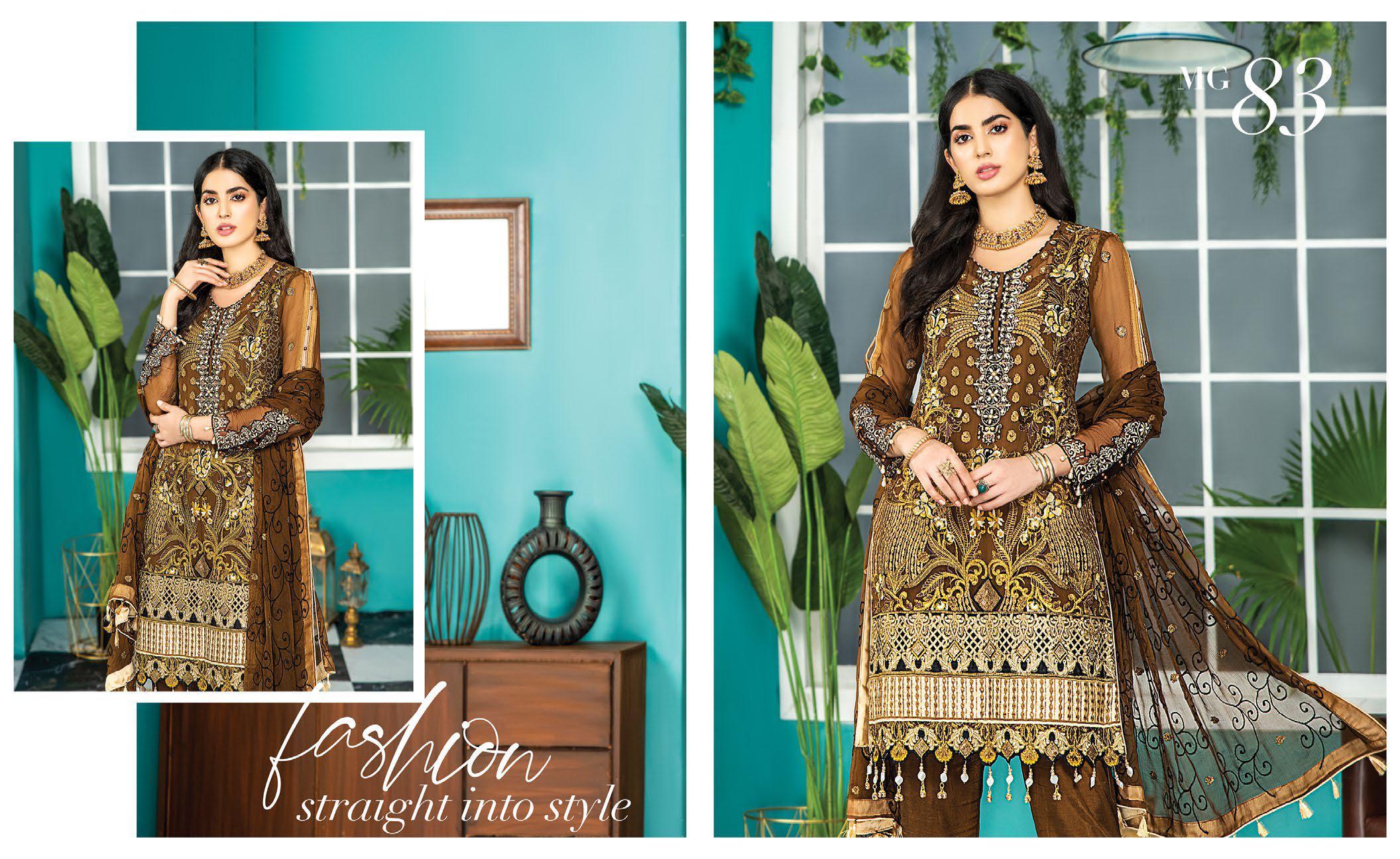 Maryam's Gold Luxury Embroidered Chiffon Collection Vol 7 – MG-83 - Image 2