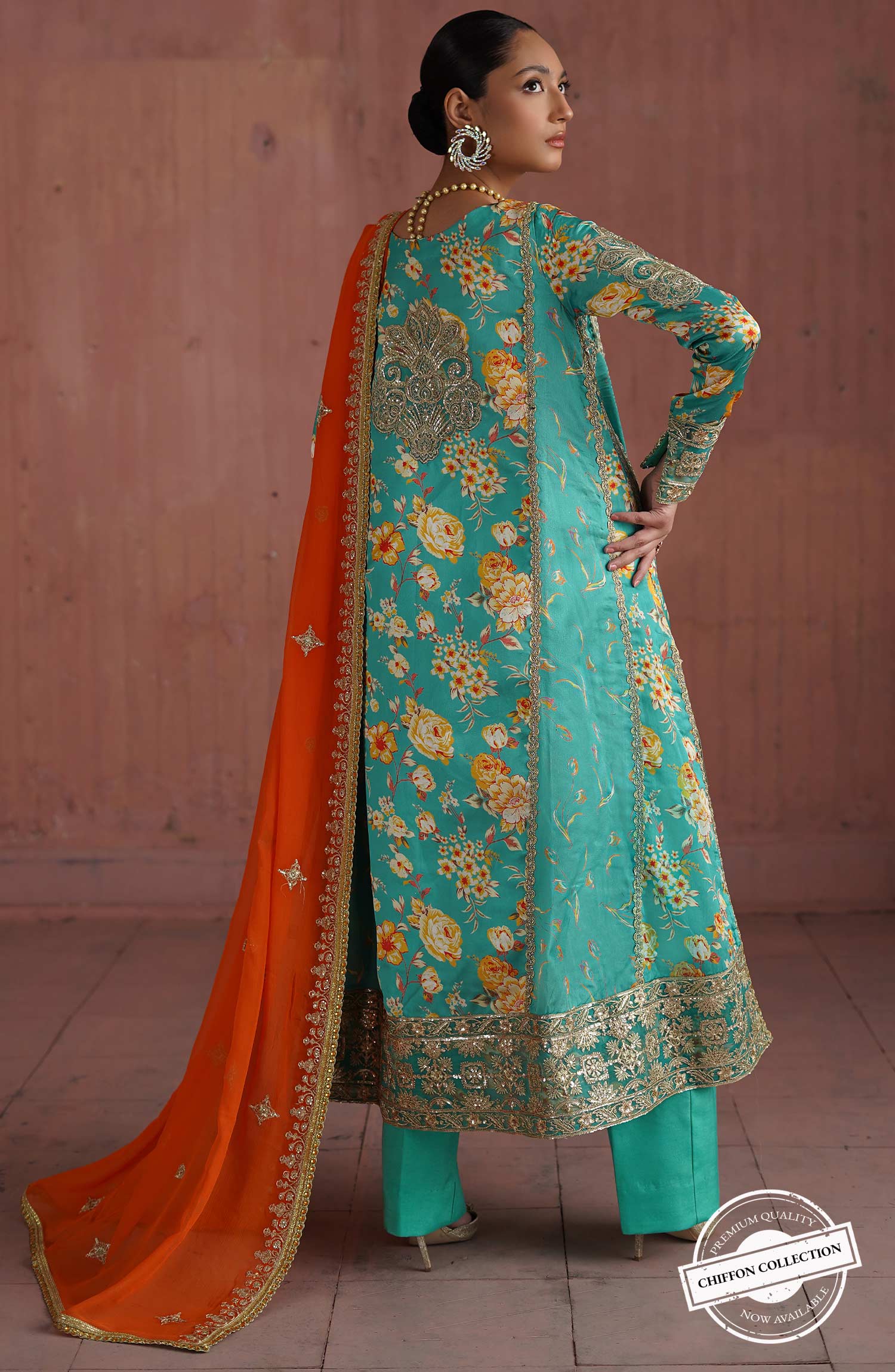Maryum N Maria Naqsh Chiffon Formal Collection – The Ocean Flower (QFD-0052) - Image 5