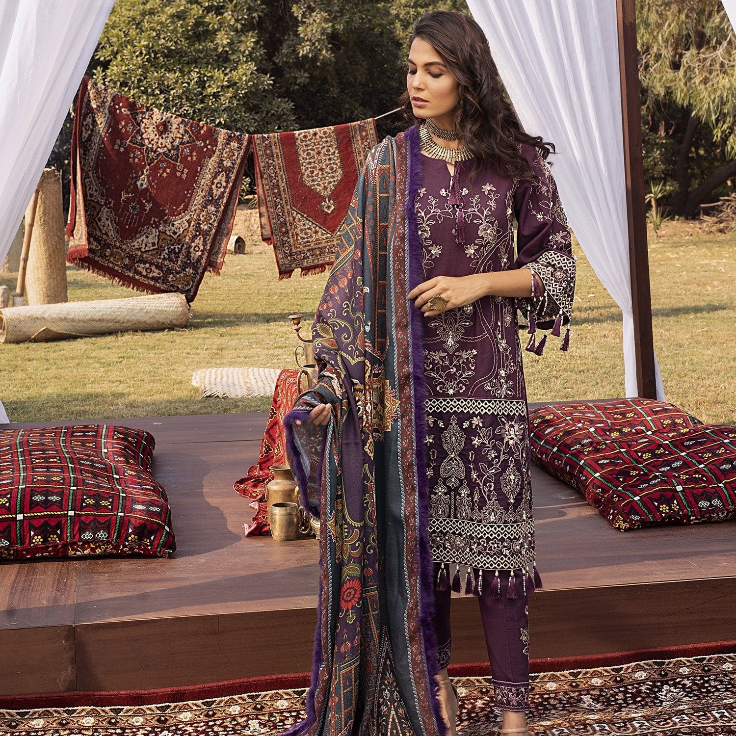 Maya by Nureh Embroidered Khaddar Winter Collection (with Shawl) – GUZEL NW 05 - Image 4